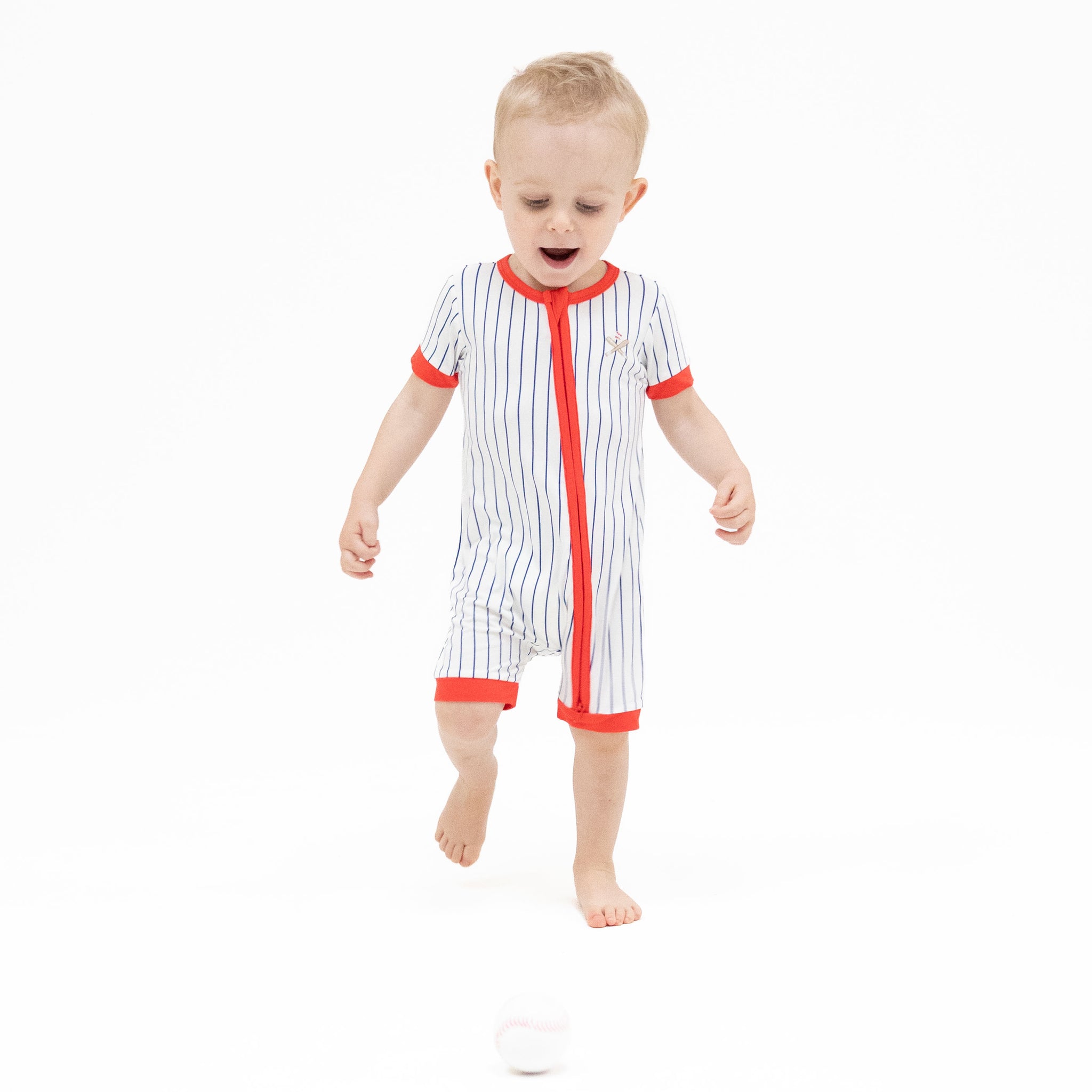 Baseball Shortie Zipper Romper