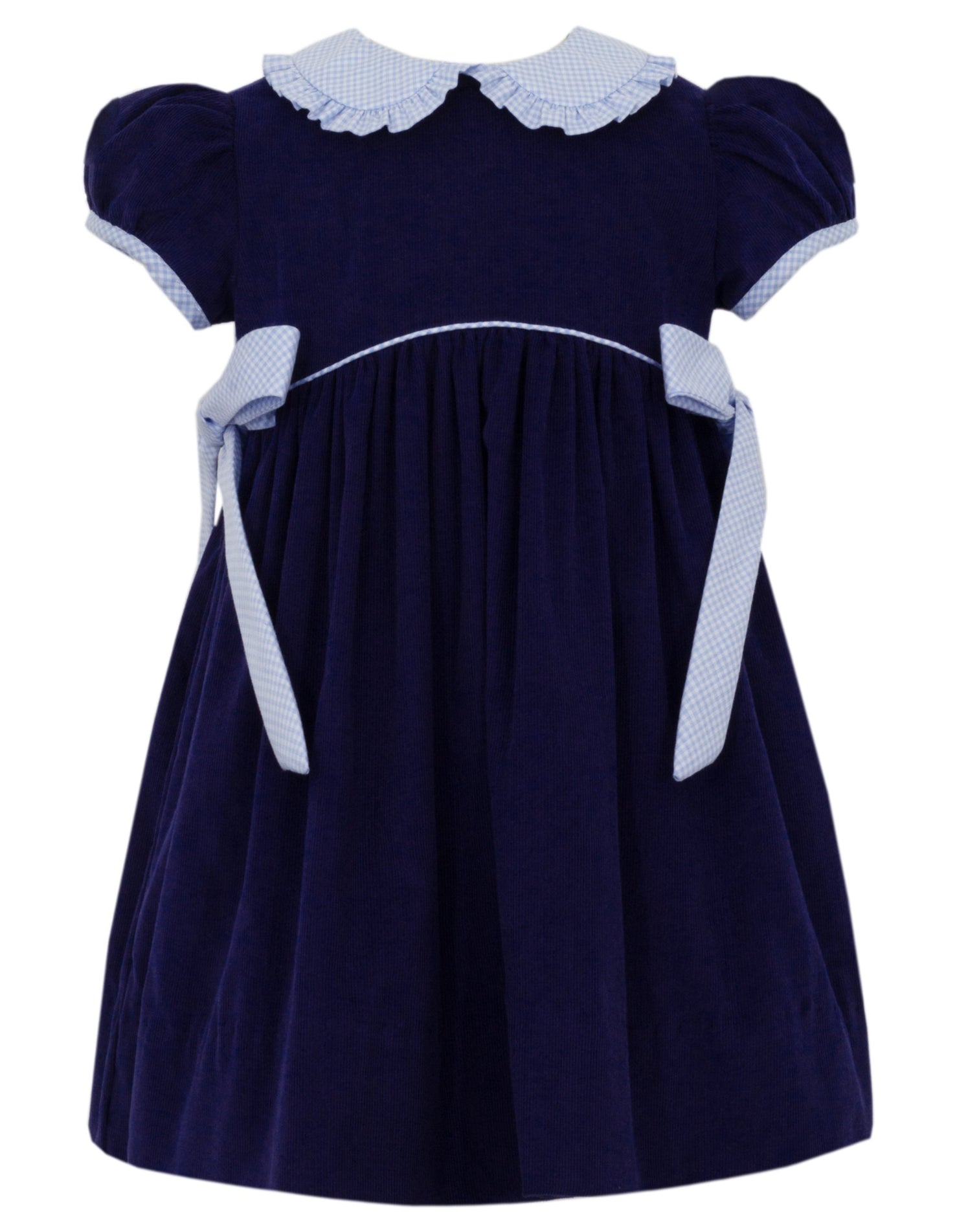 Nave Blue Cord Gingham Dress