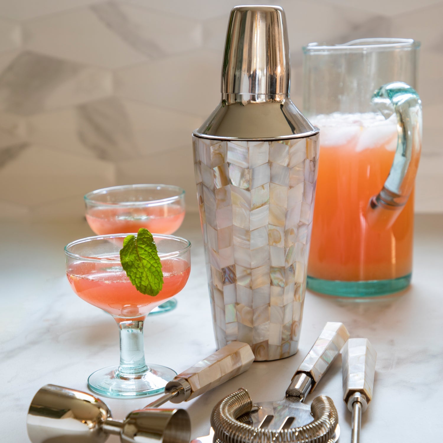 Shell Mosaic Cocktail Shaker