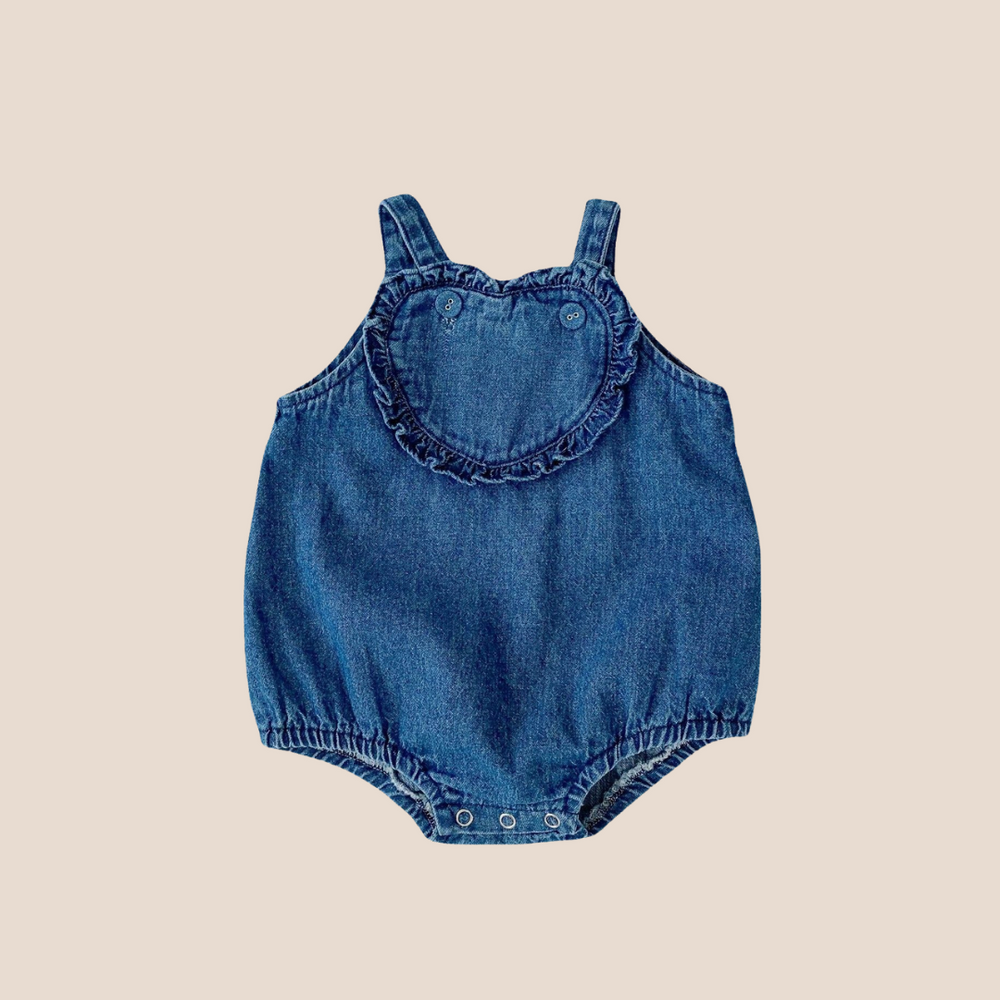 Heart Denim Romper