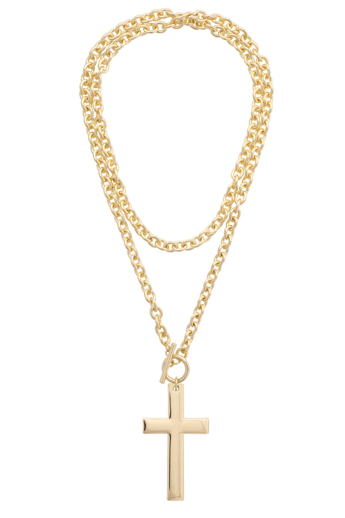 Cross Front Toggle Necklace
