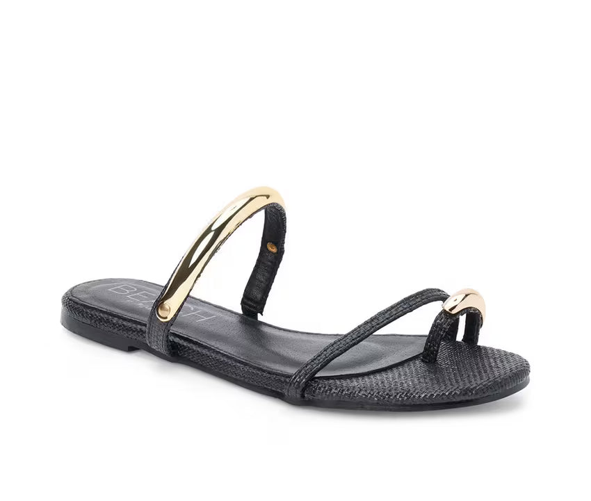 Vacay Black Sandal W/ Gold