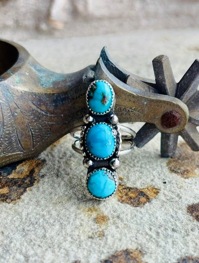 Three Stone Turquoise Ring