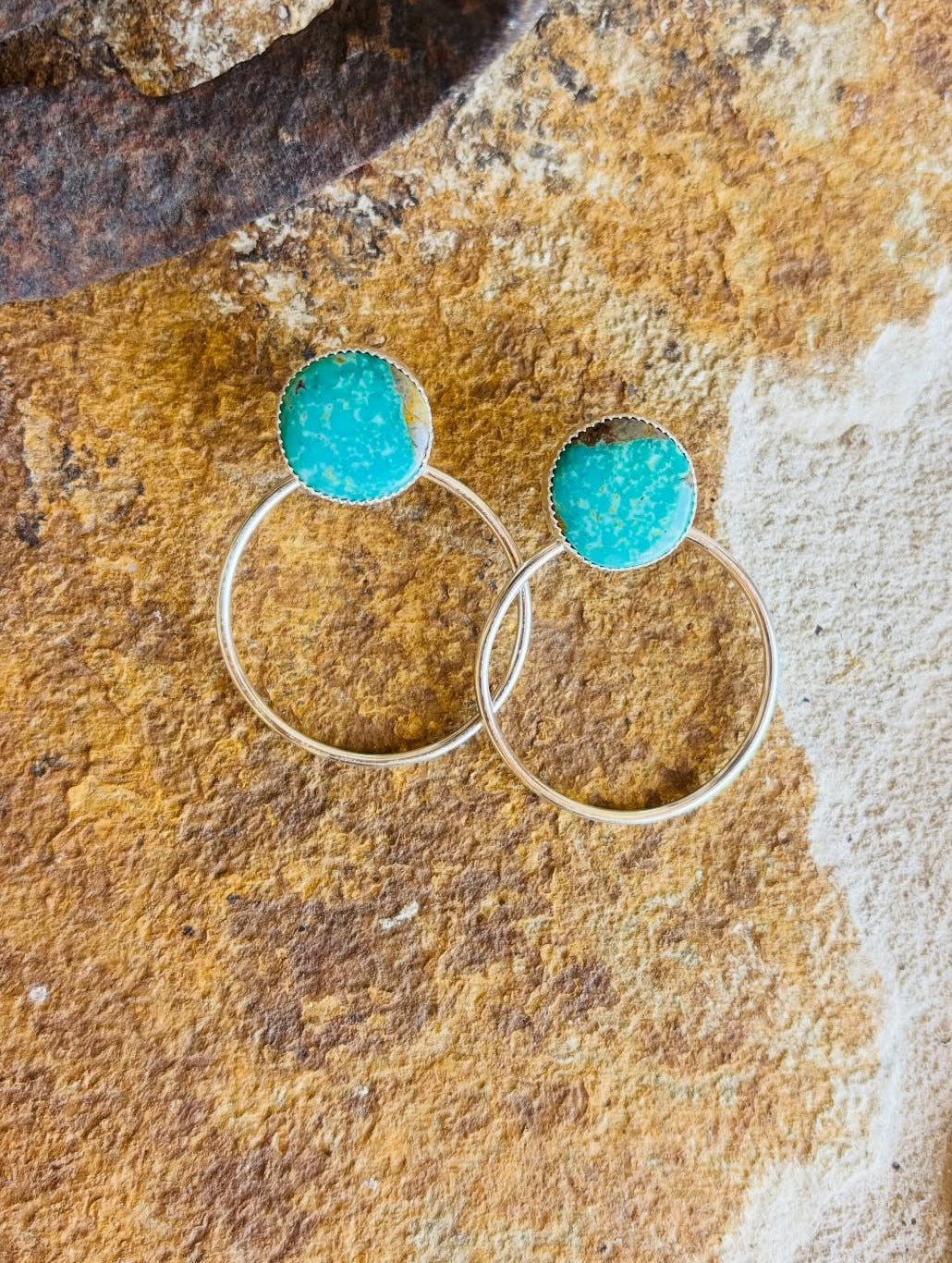 Medium Turquoise Hoop Earrings