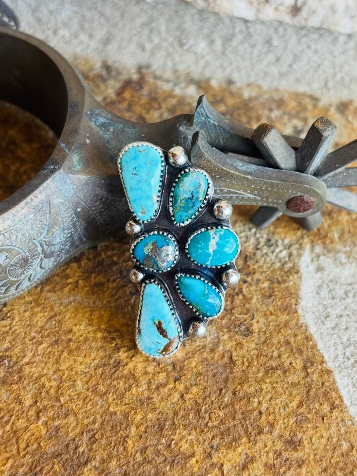 Half Cluster Turquoise Ring