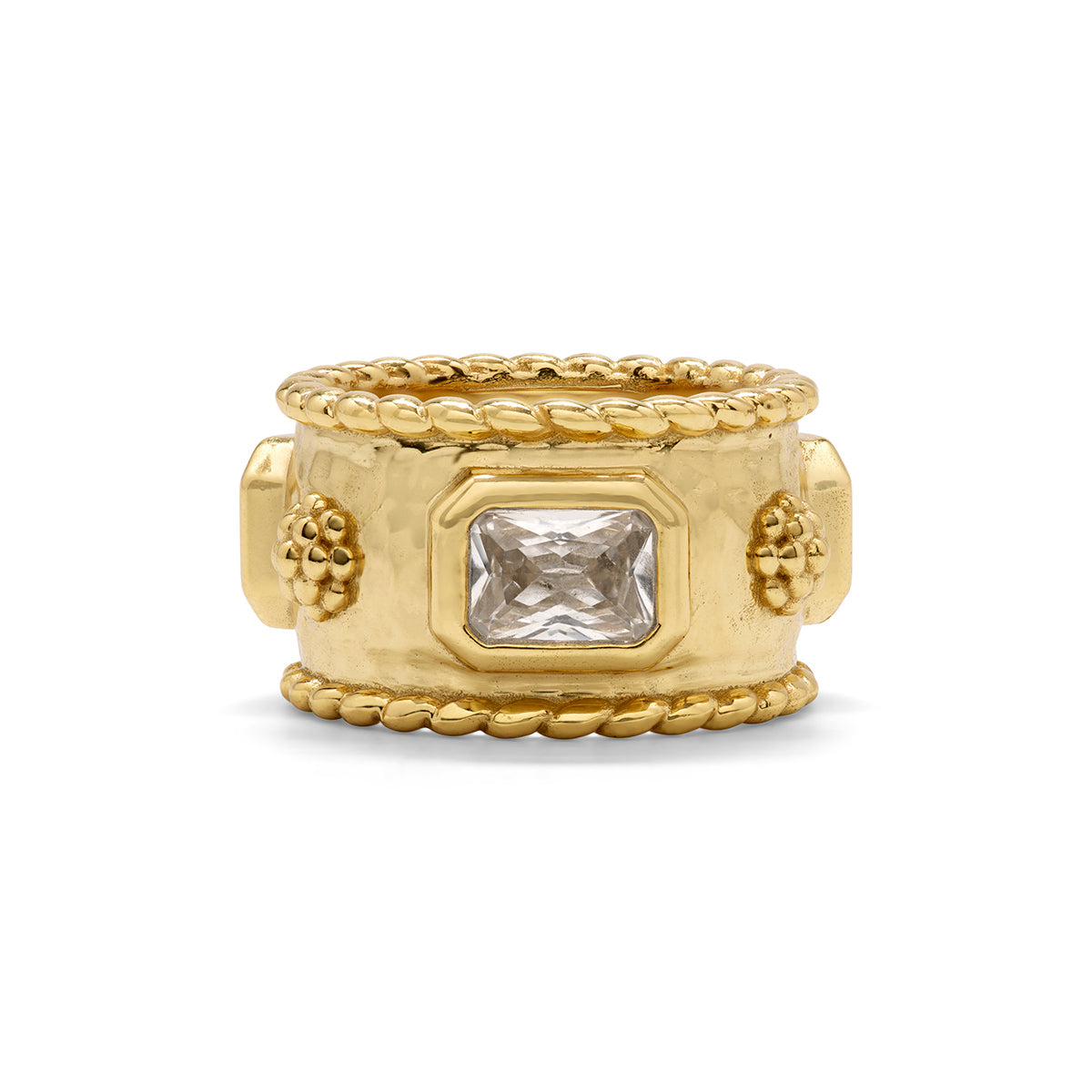 Berry Hammered Band W/ Clear Cubic Zirconia