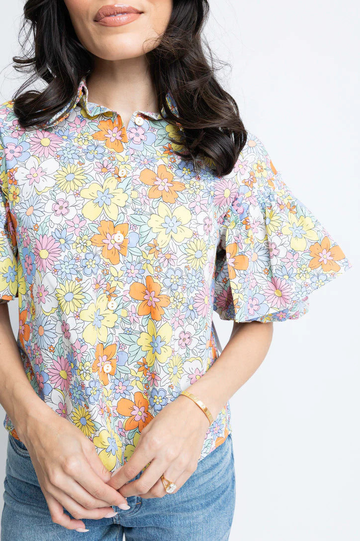 Floral London Ruffle Top