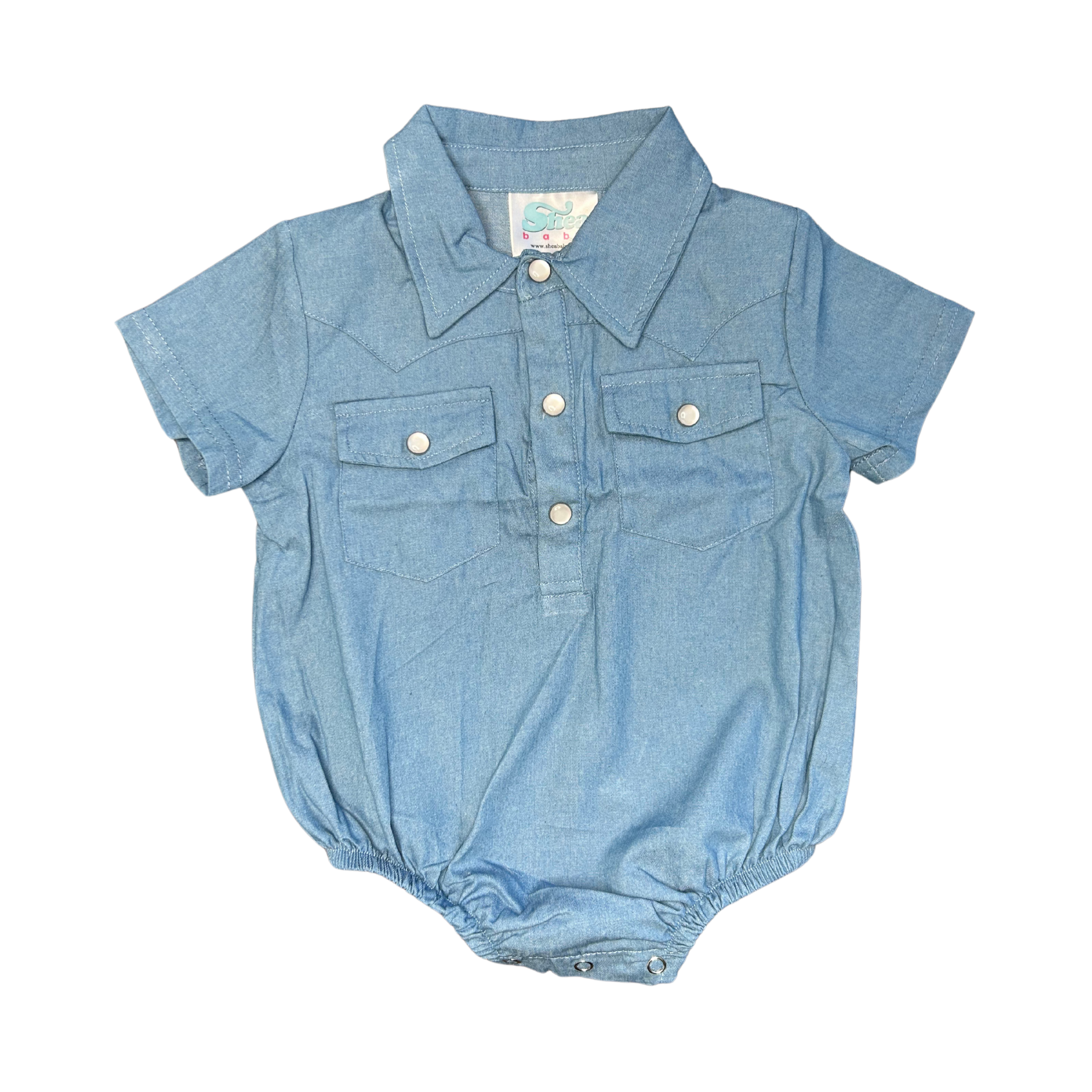 Light Denim Short Sleeve Onesie