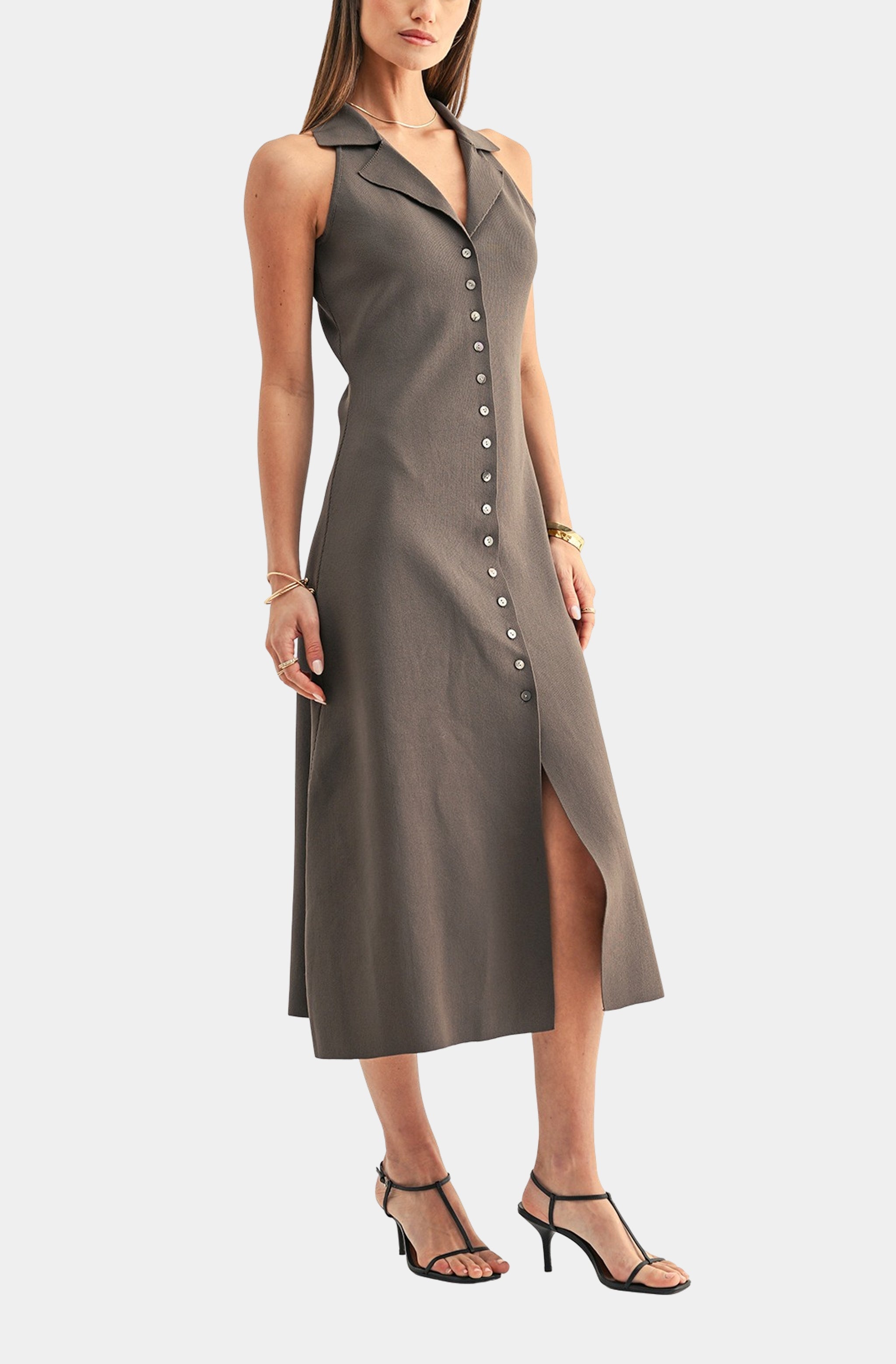 Lily Halter Shirt Midi Dress