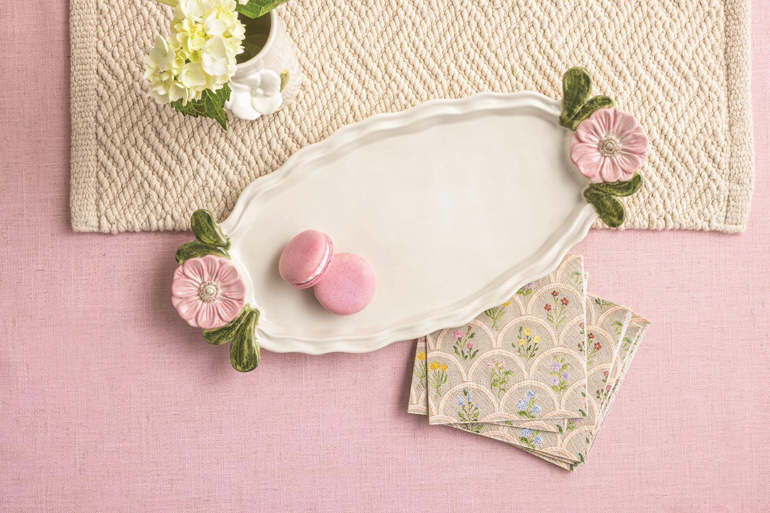 Flower Handle Tray & Napkins