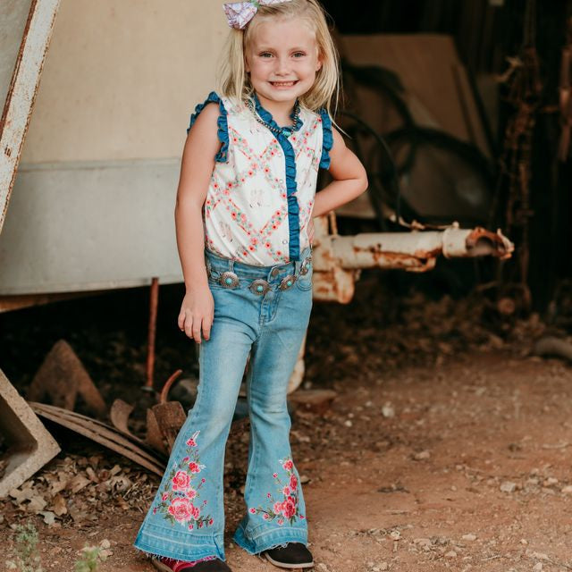 Floral Boot Flare Denim Jeans