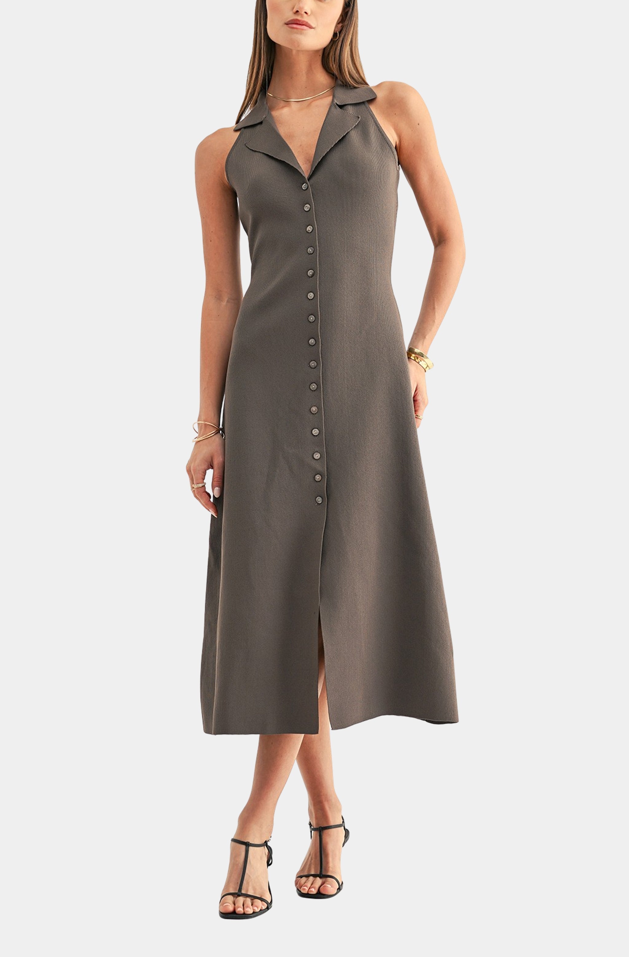 Lily Halter Shirt Midi Dress