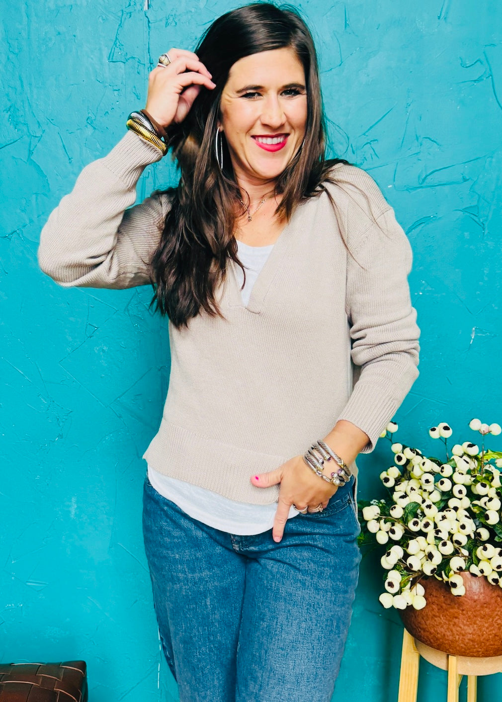 V-Neck Layered Sweater