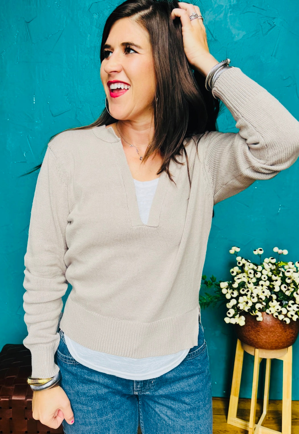 V-Neck Layered Sweater