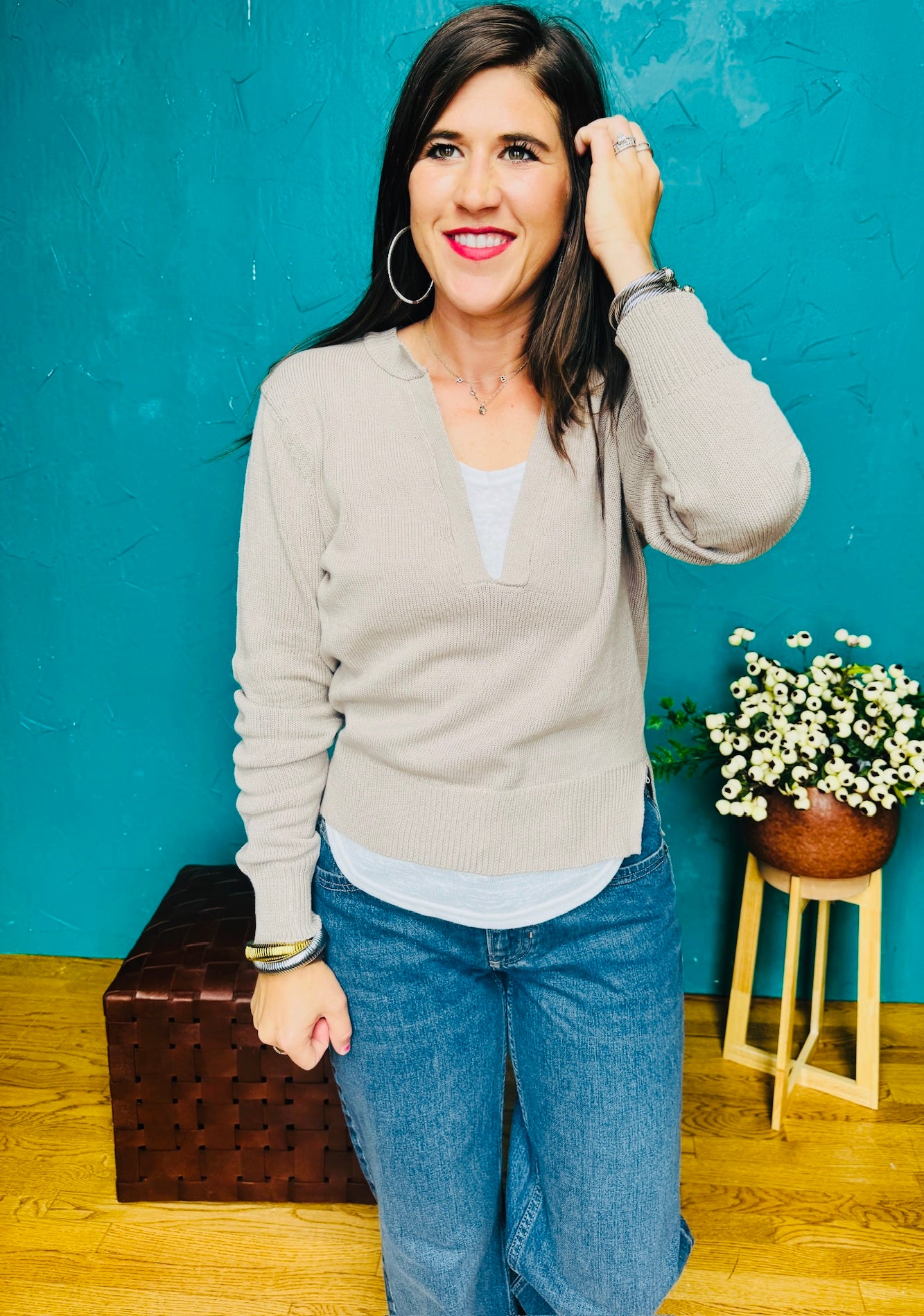 V-Neck Layered Sweater