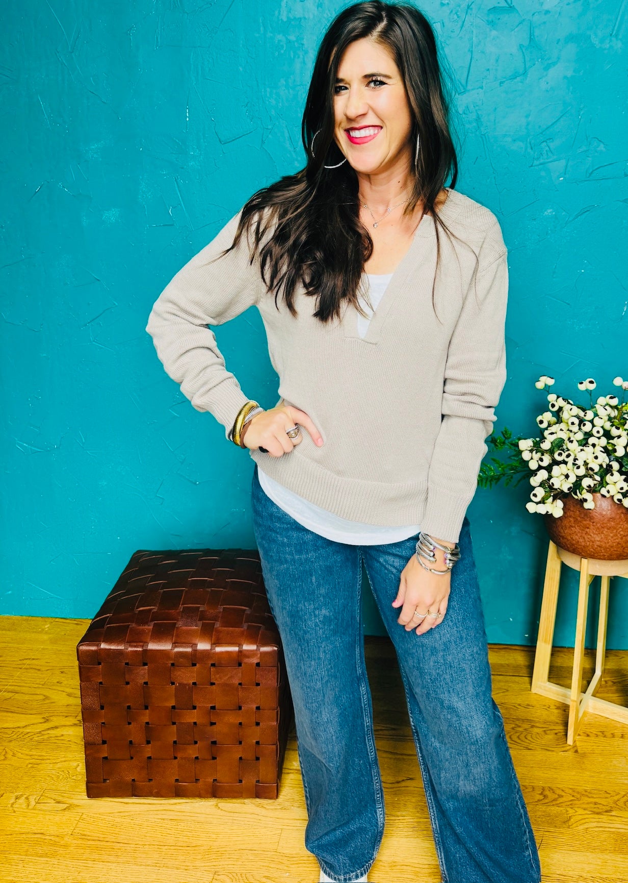 V-Neck Layered Sweater