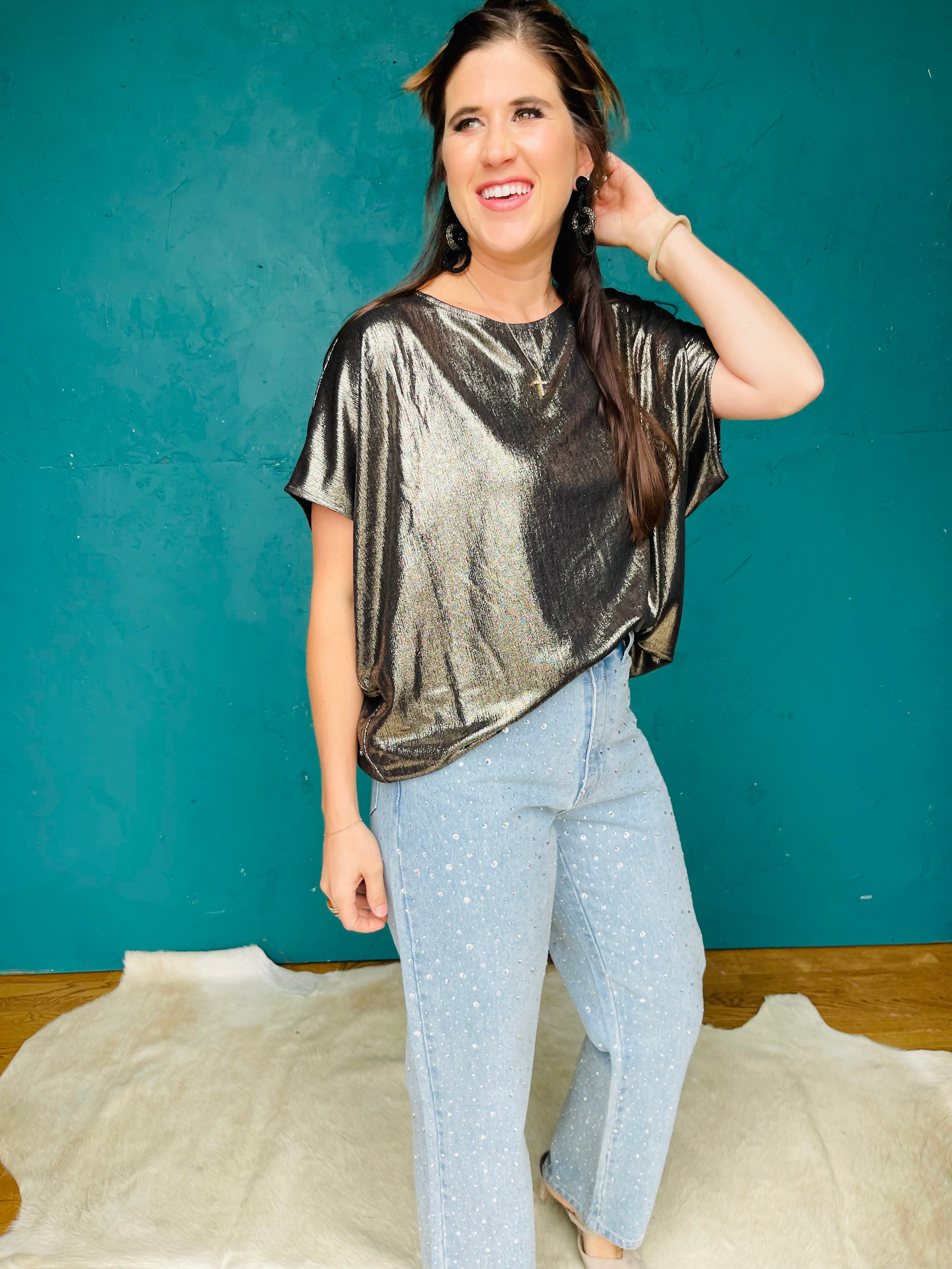 Solid Sparkle Cocoon Top