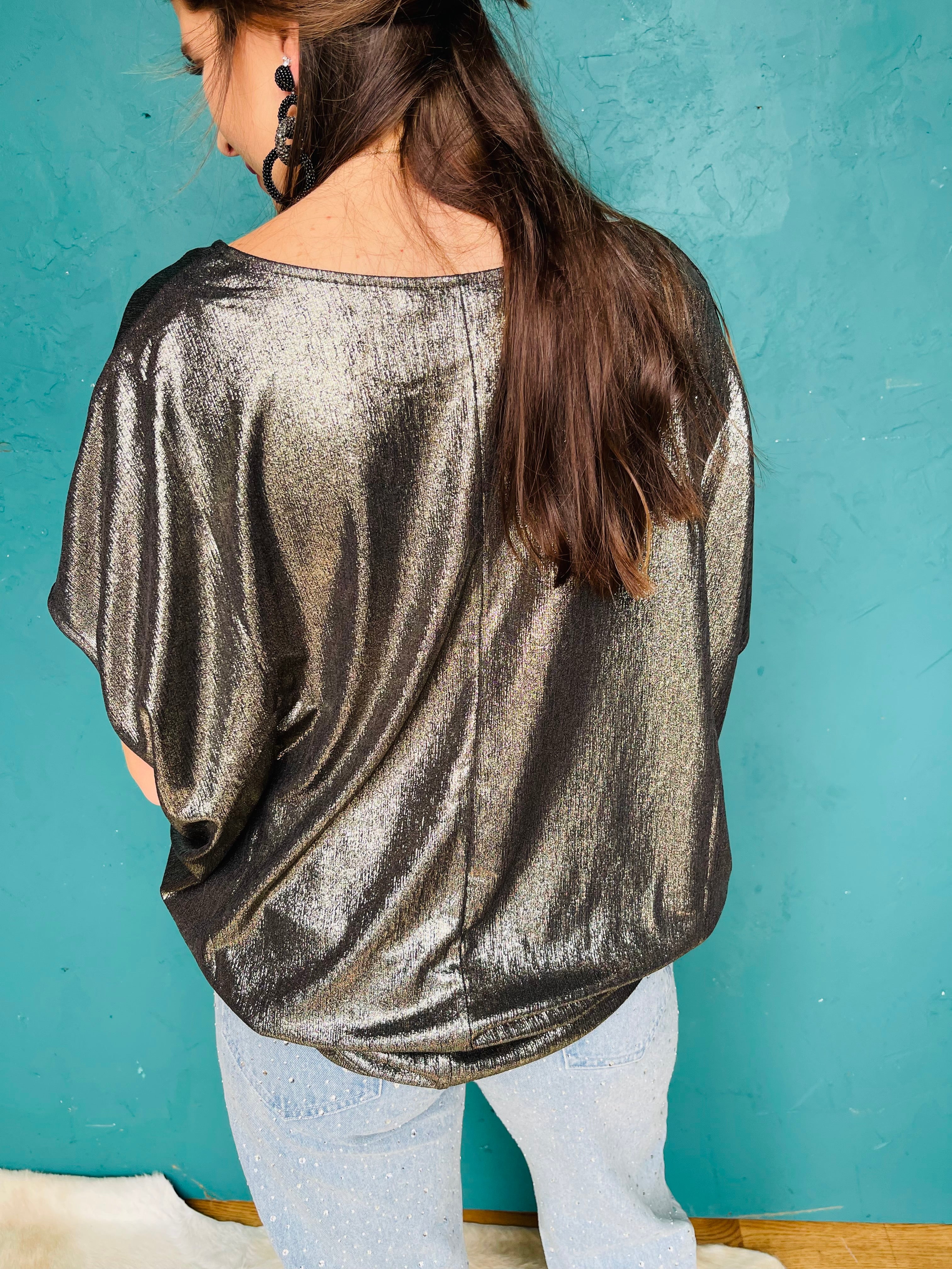 Solid Sparkle Cocoon Top