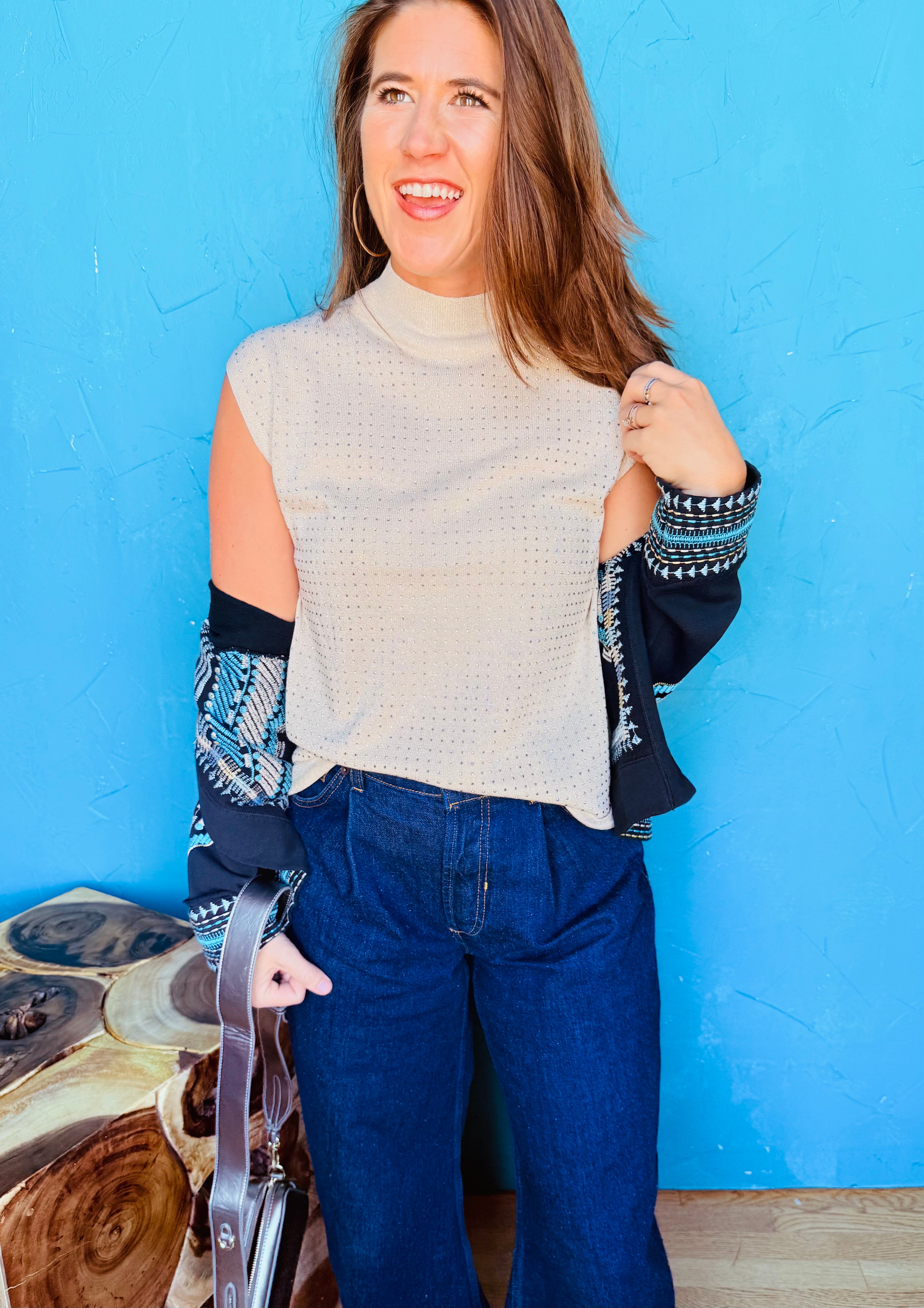 High Neck Shimmer Top