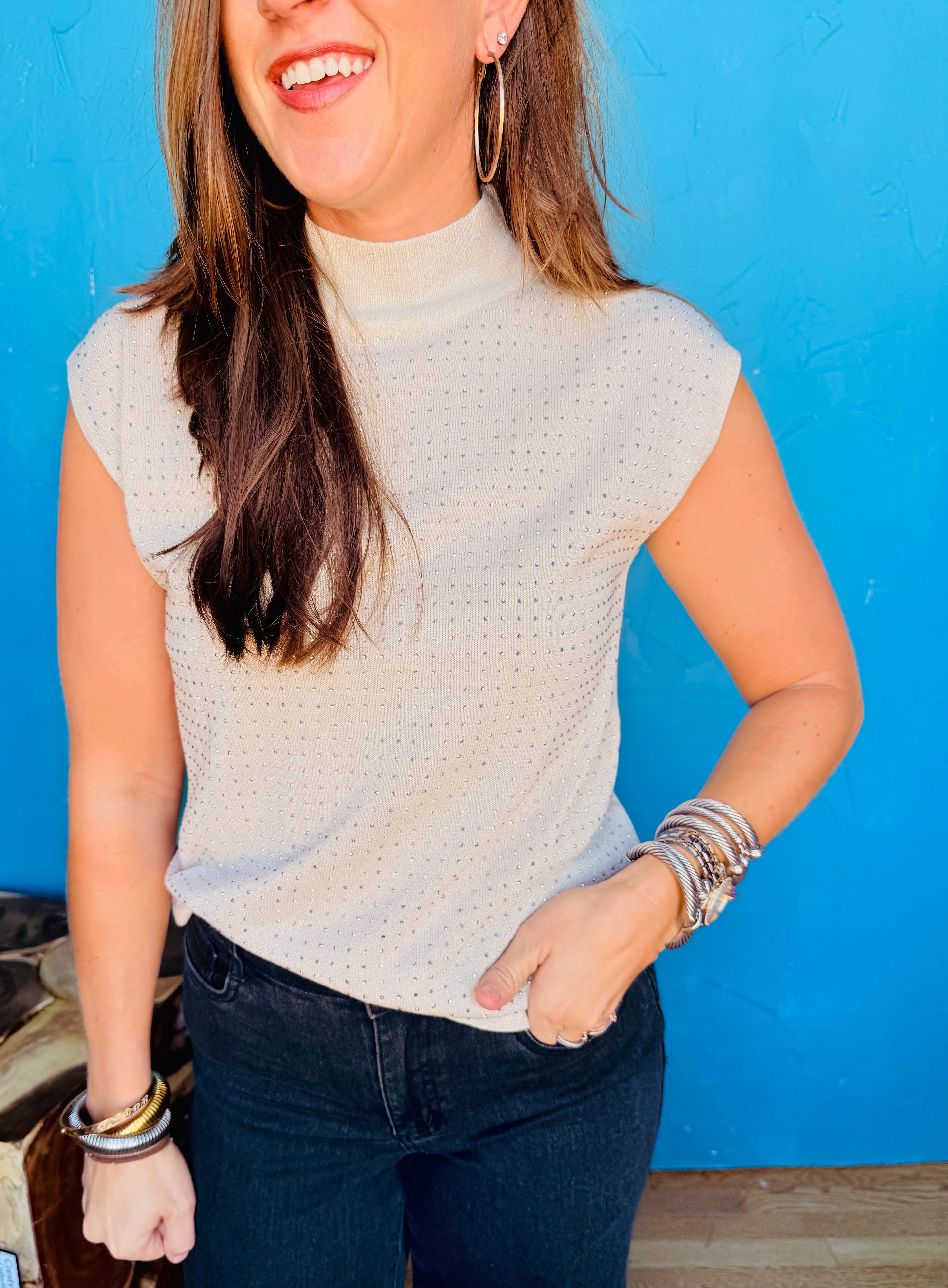 High Neck Shimmer Top