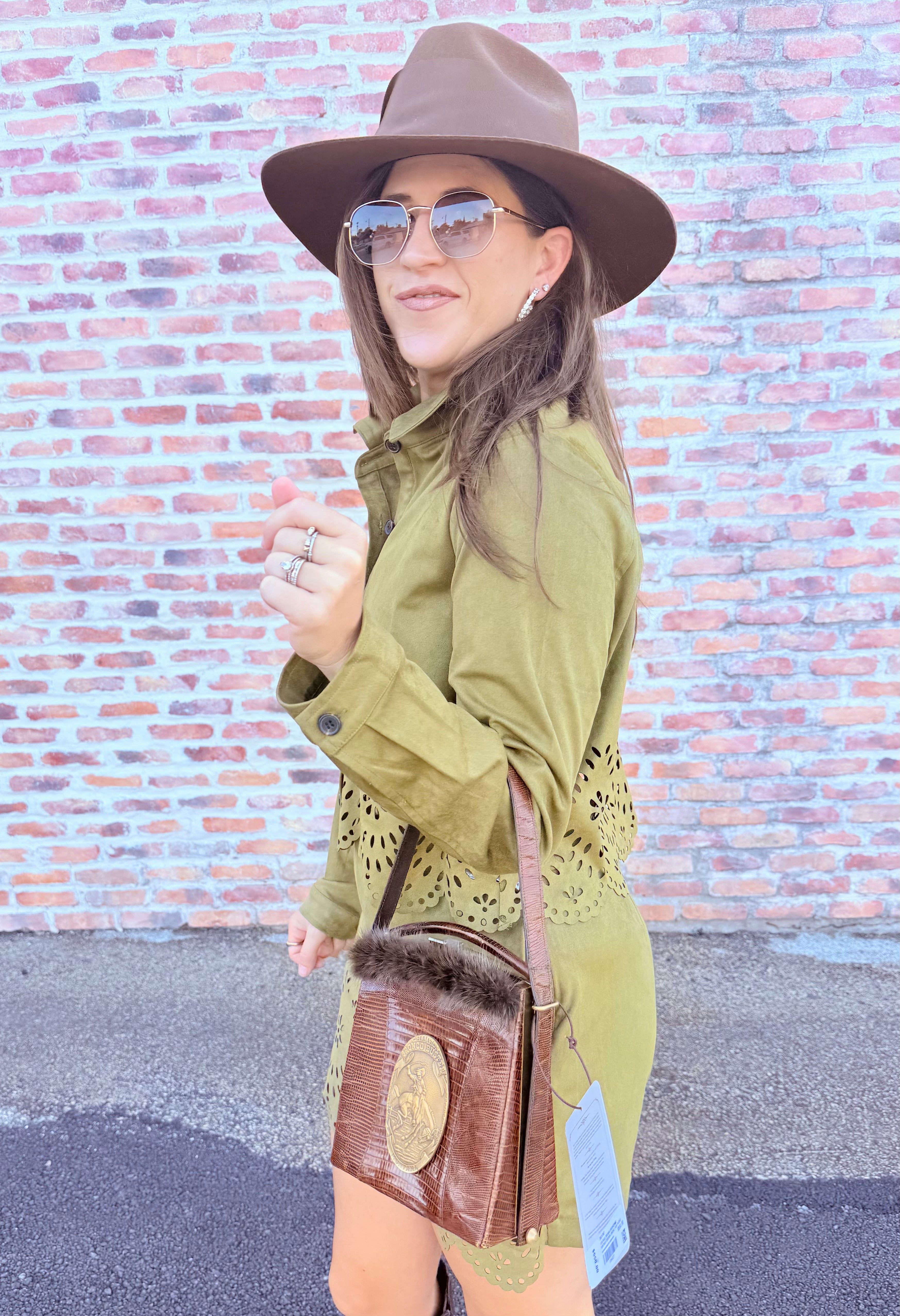 Lucia Faux Suede Cropped Shirt