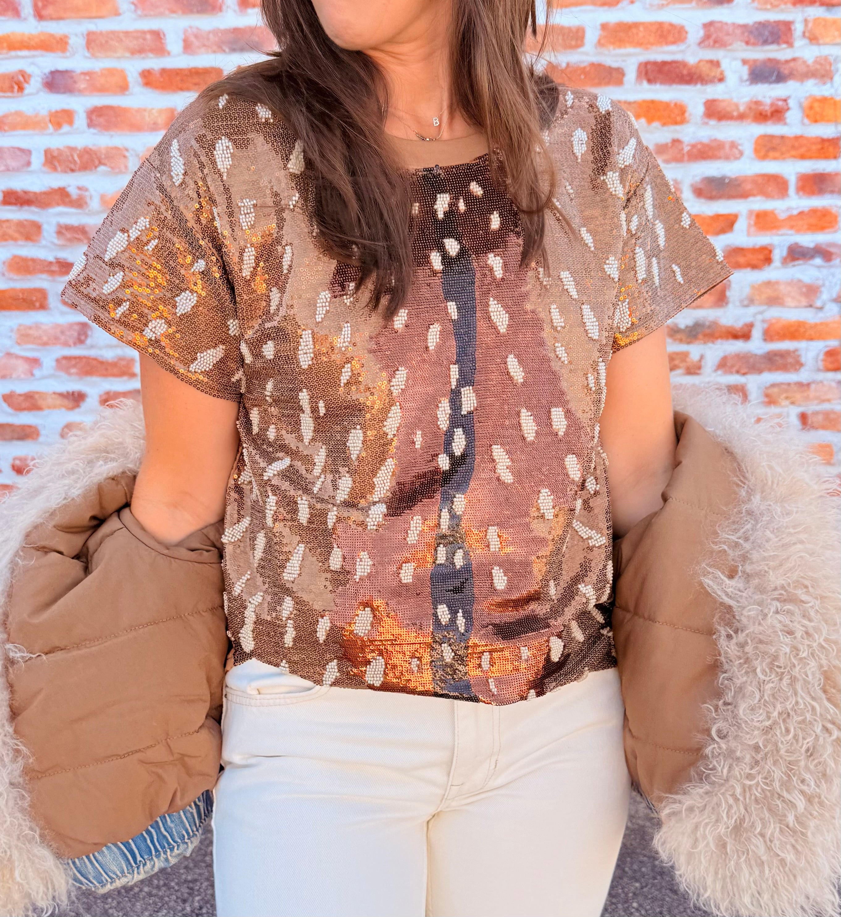 Sequin Deer Tee