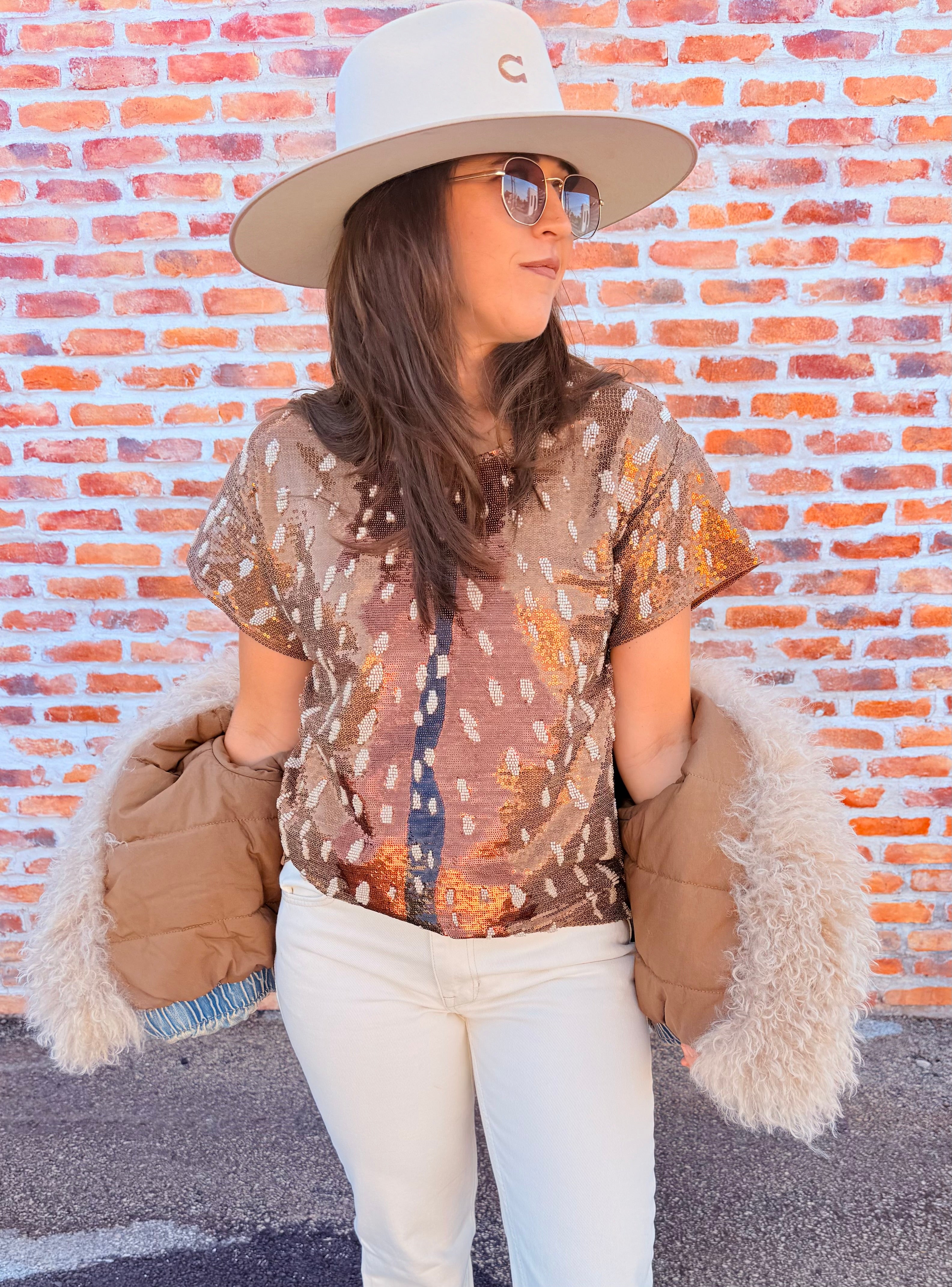 Sequin Deer Tee