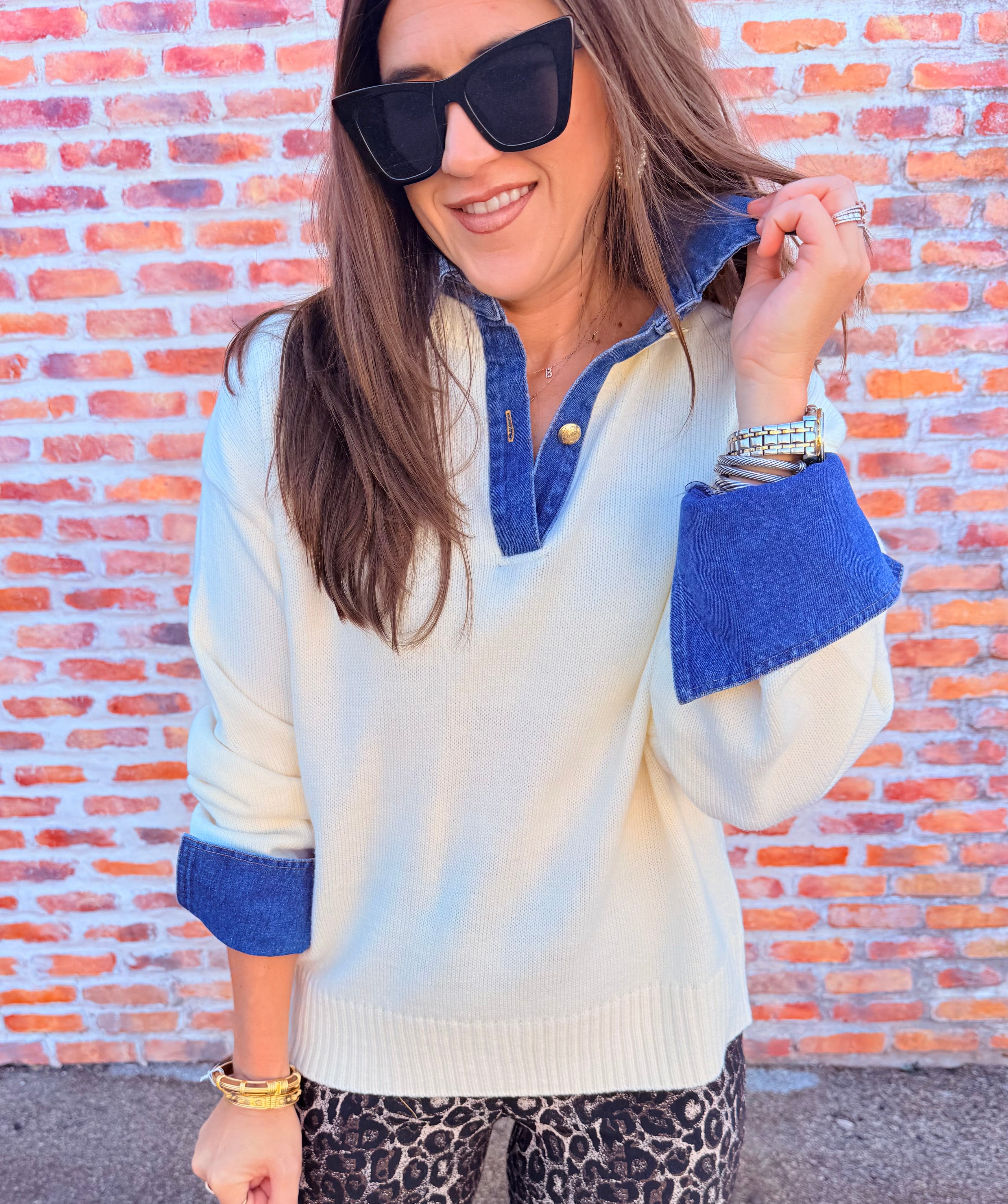Sweater Collared Denim