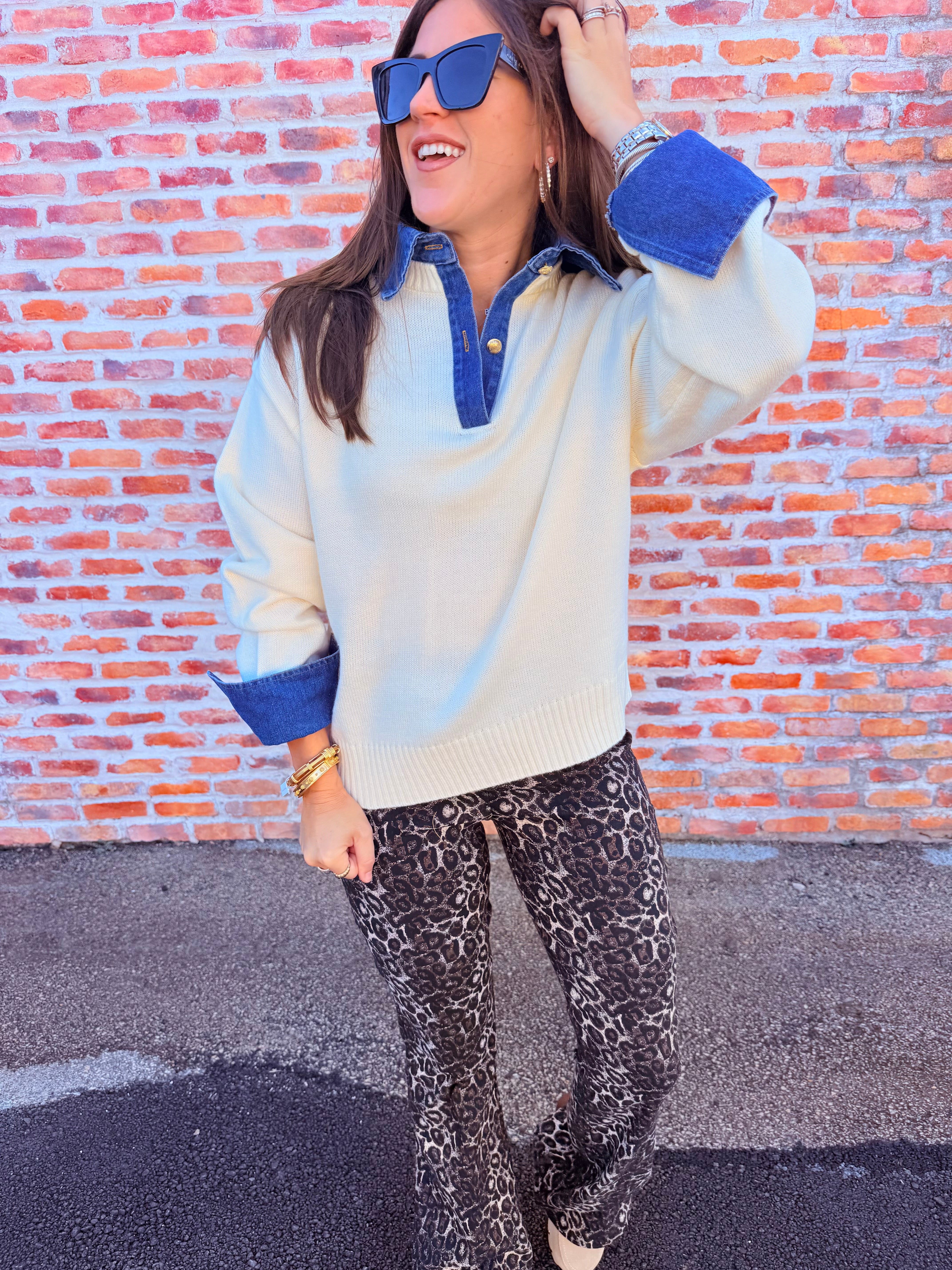 Sweater Collared Denim