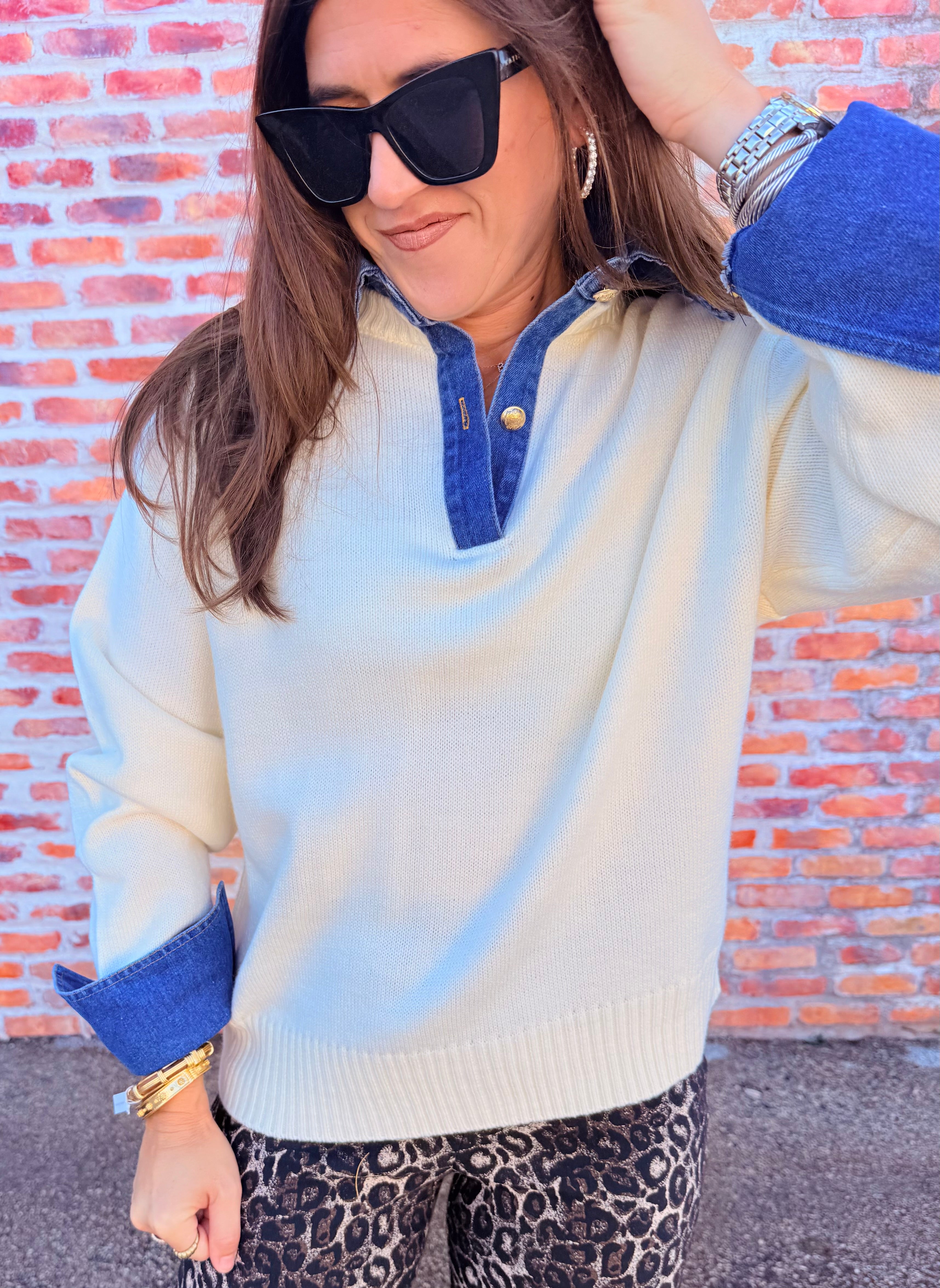 Sweater Collared Denim
