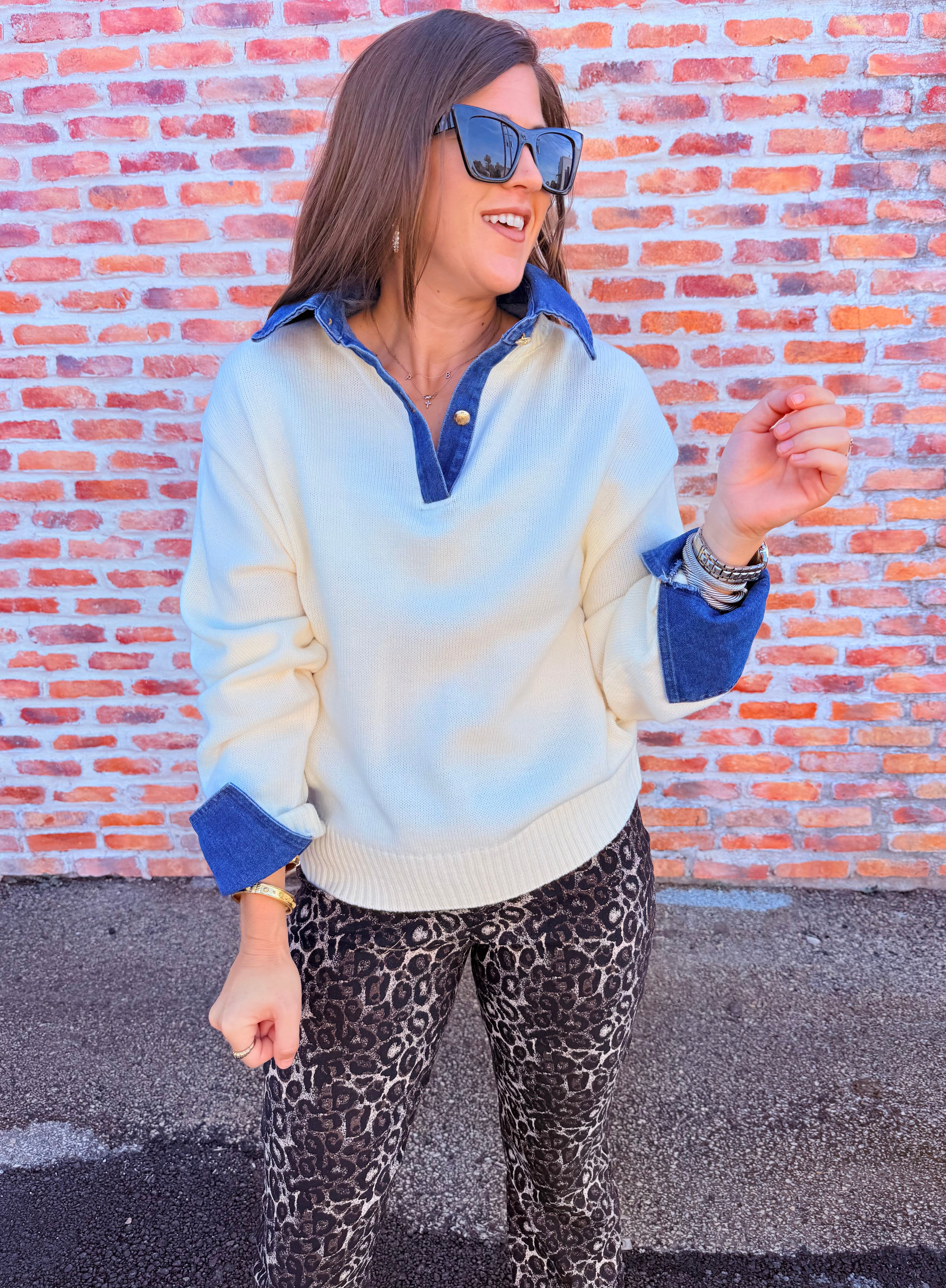 Sweater Collared Denim