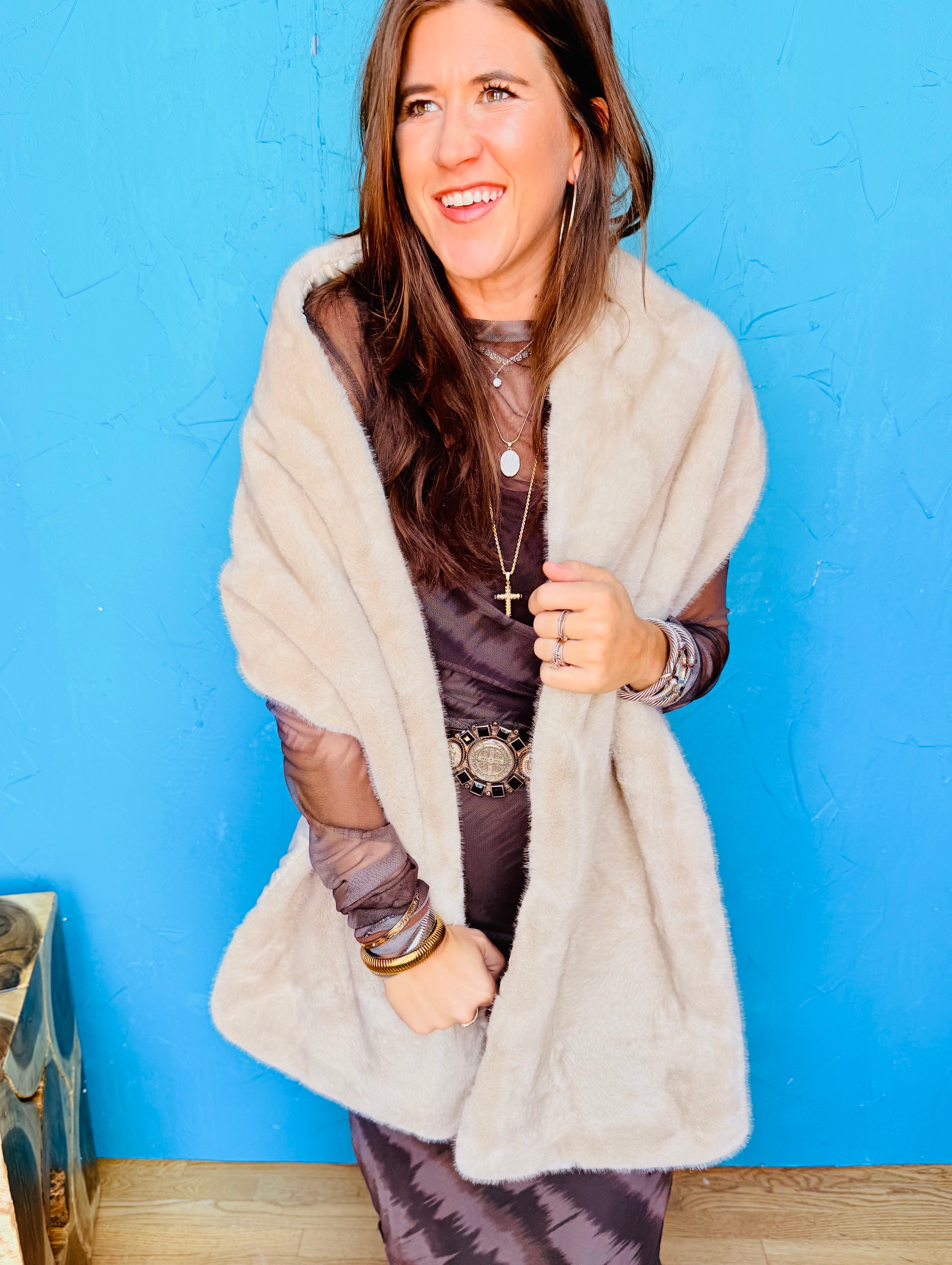 Snow Angel Faux Fur Scarf