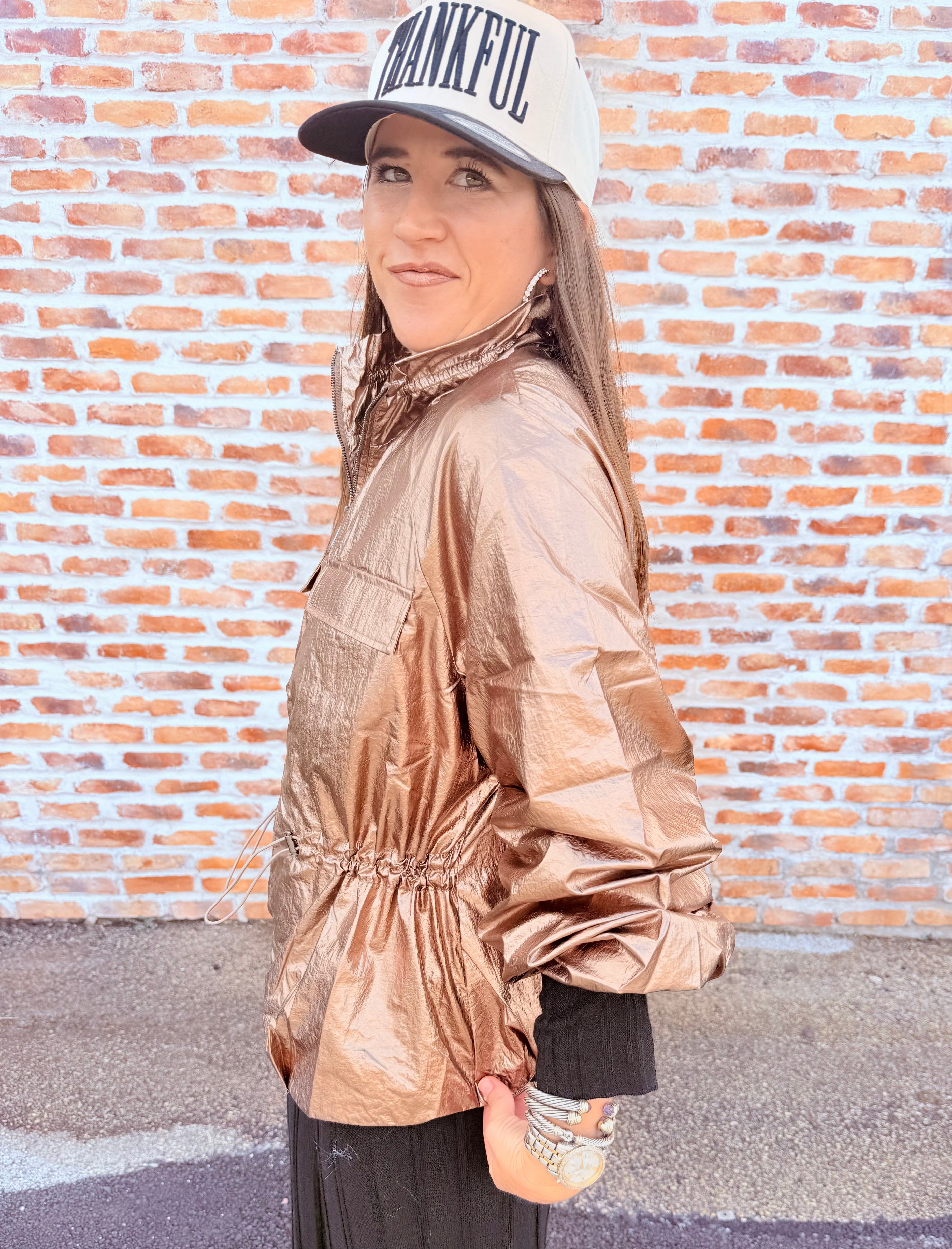 Metallic Nylon Cocoon Jacket