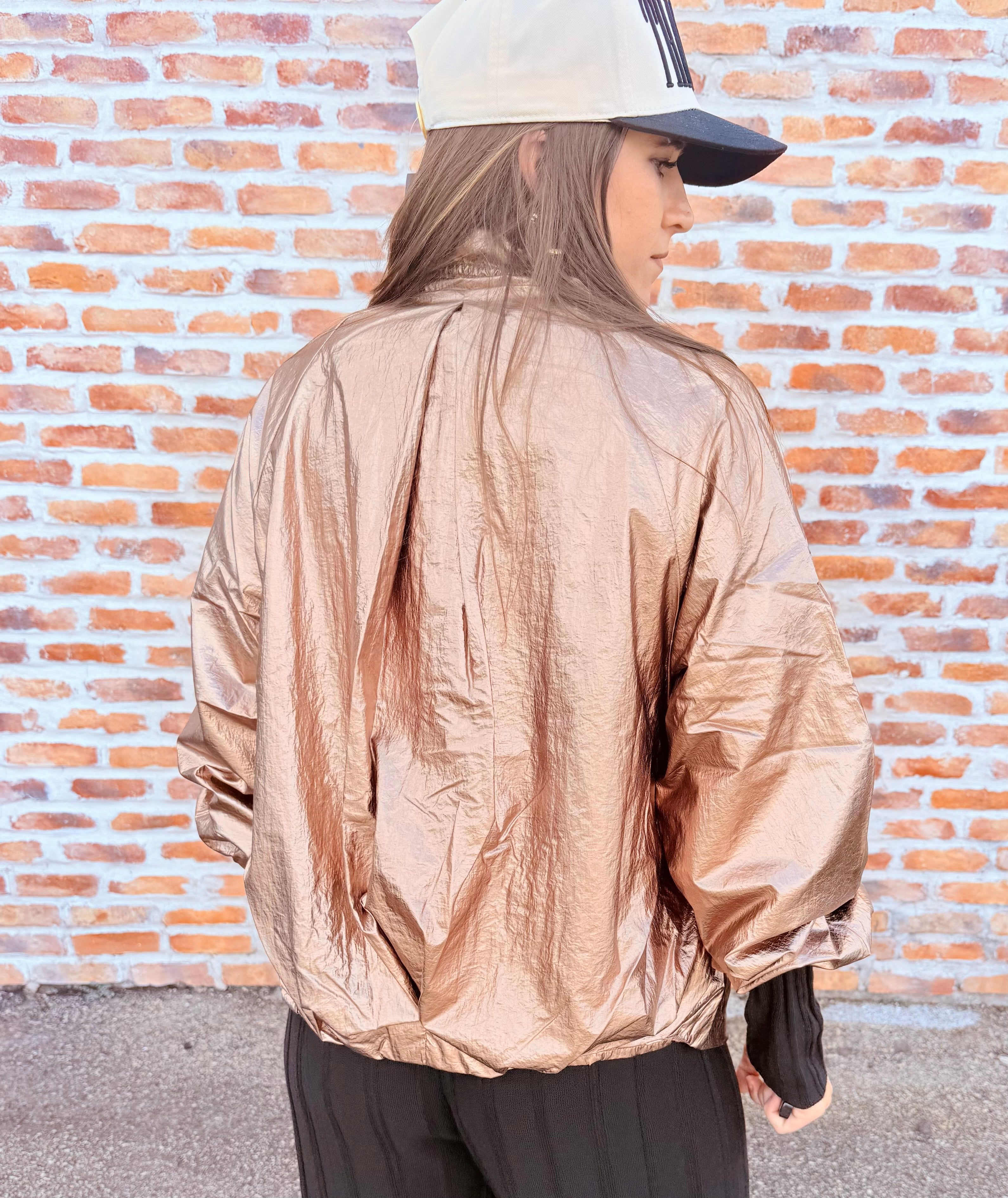 Metallic Nylon Cocoon Jacket