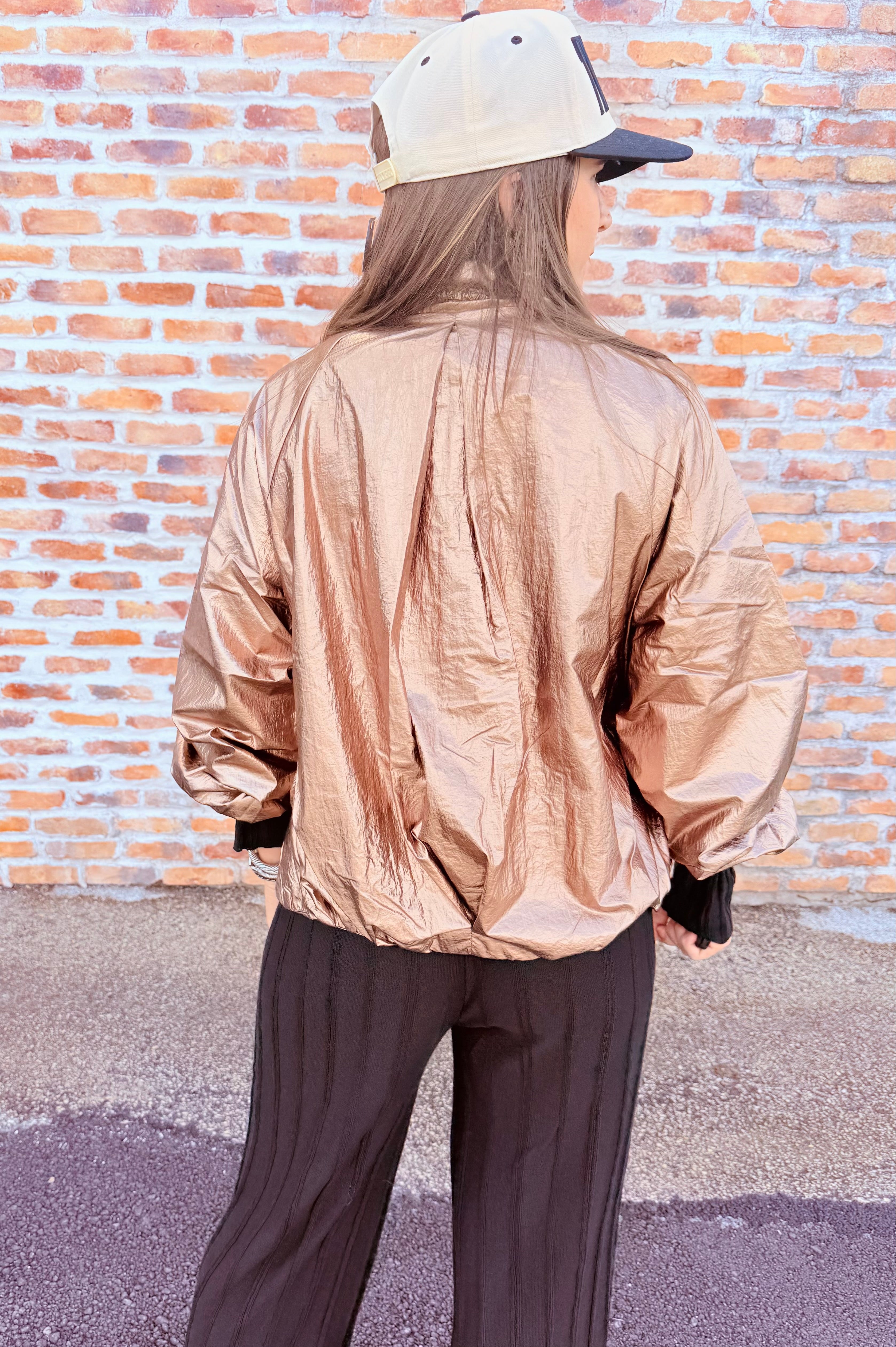 Metallic Nylon Cocoon Jacket