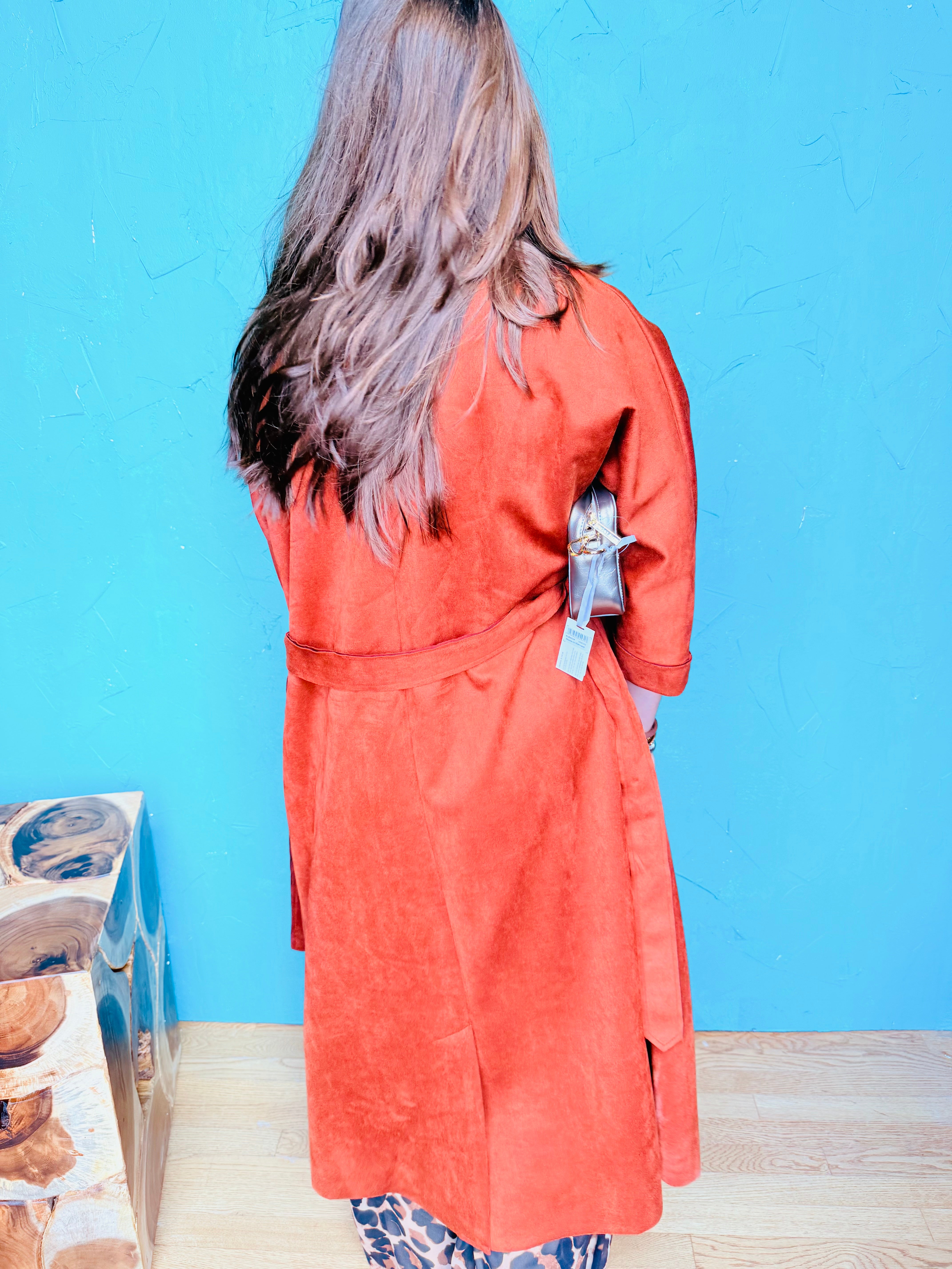 Cinnamon Suede Jacket With Tie