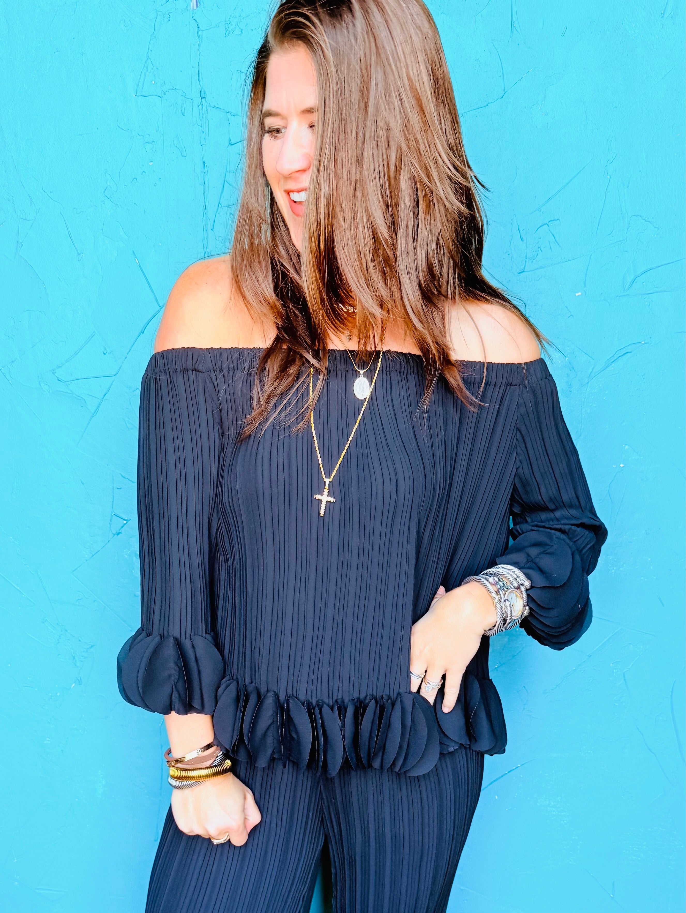 Black Pleated Top