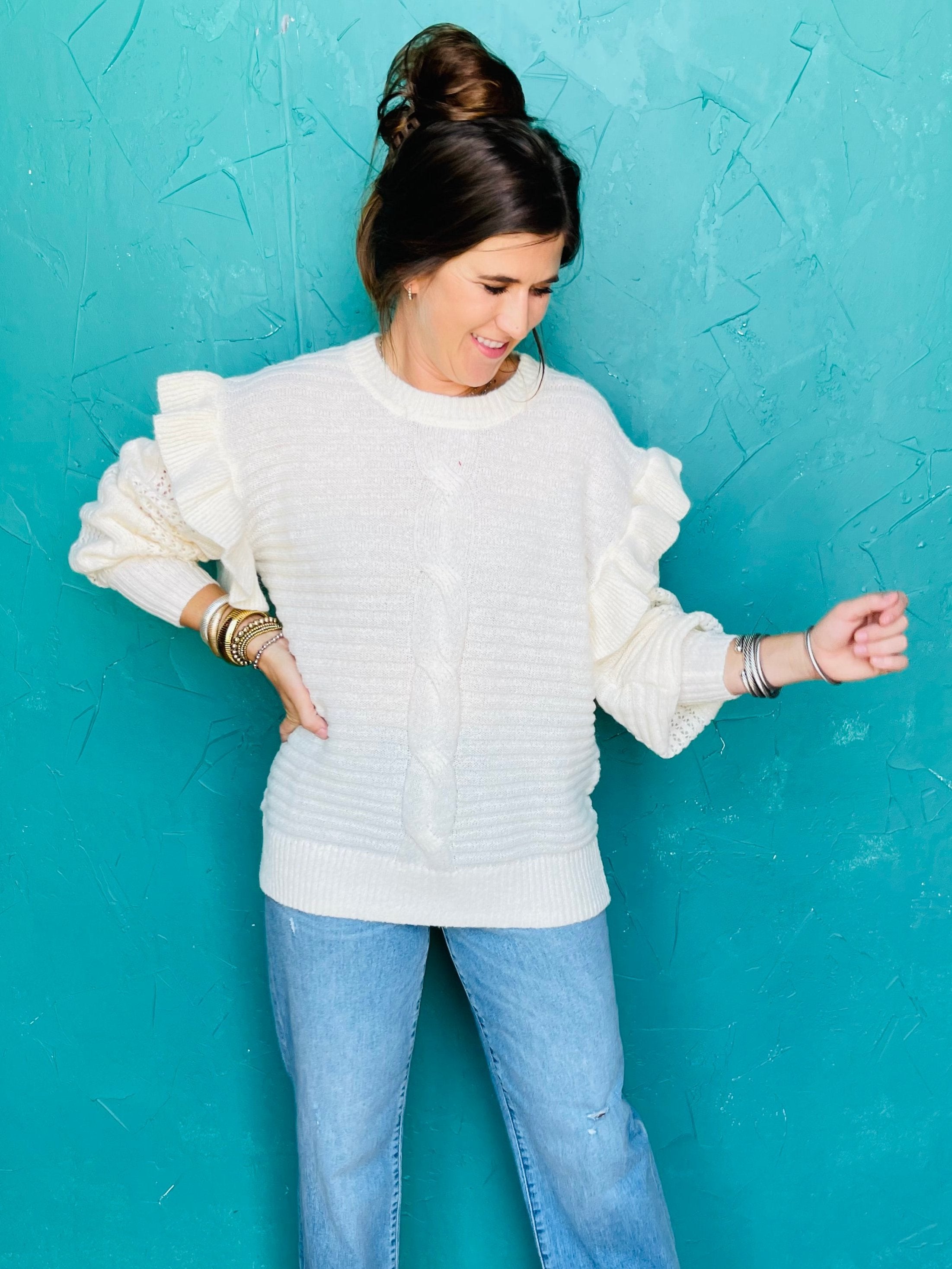 Marshmallow Ruffle Sweater