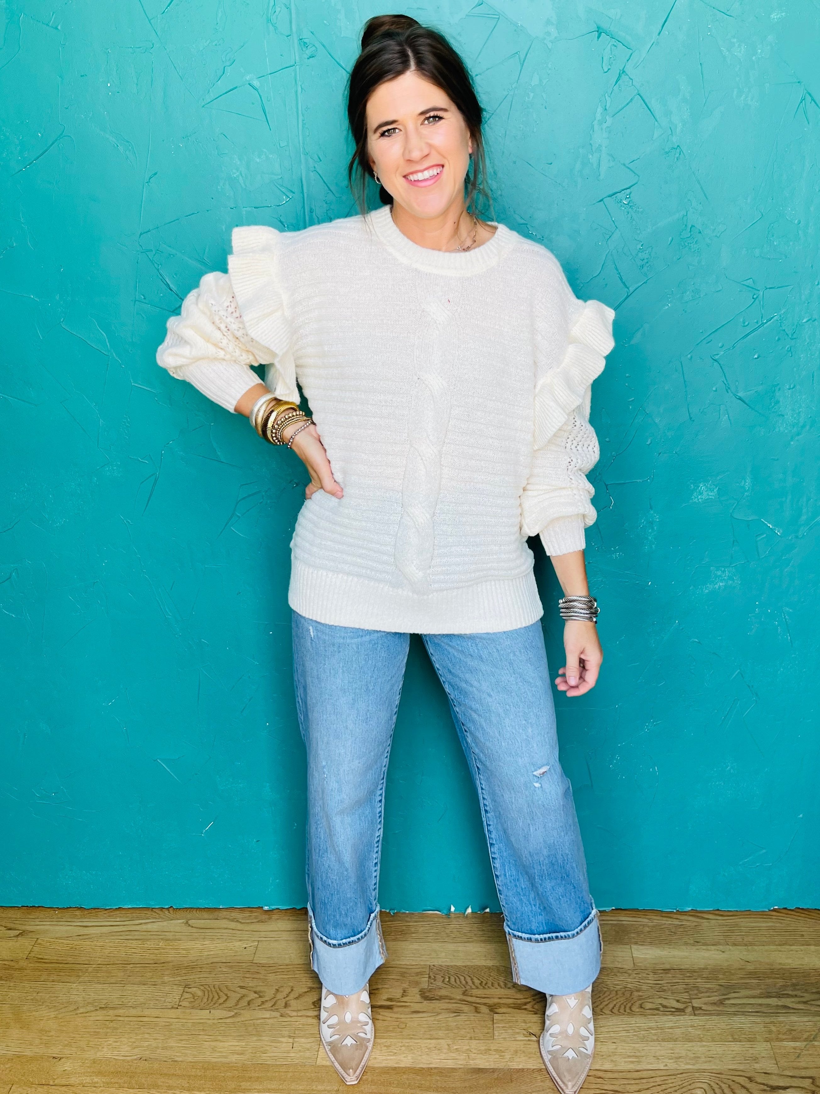 Marshmallow Ruffle Sweater