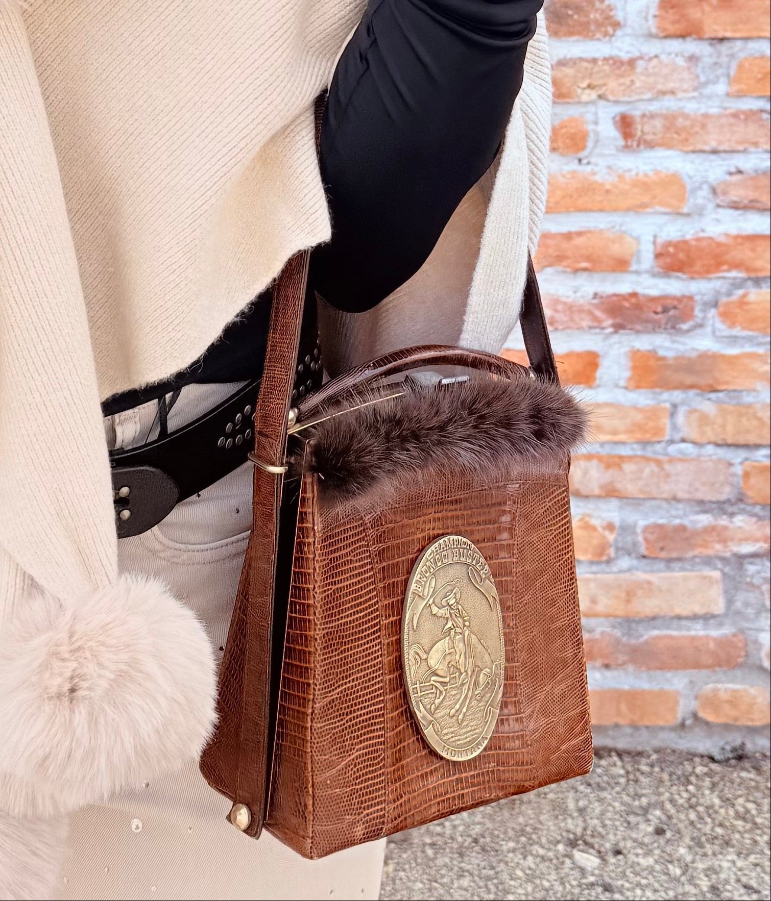 Vintage Brown Bronc Fur Purse