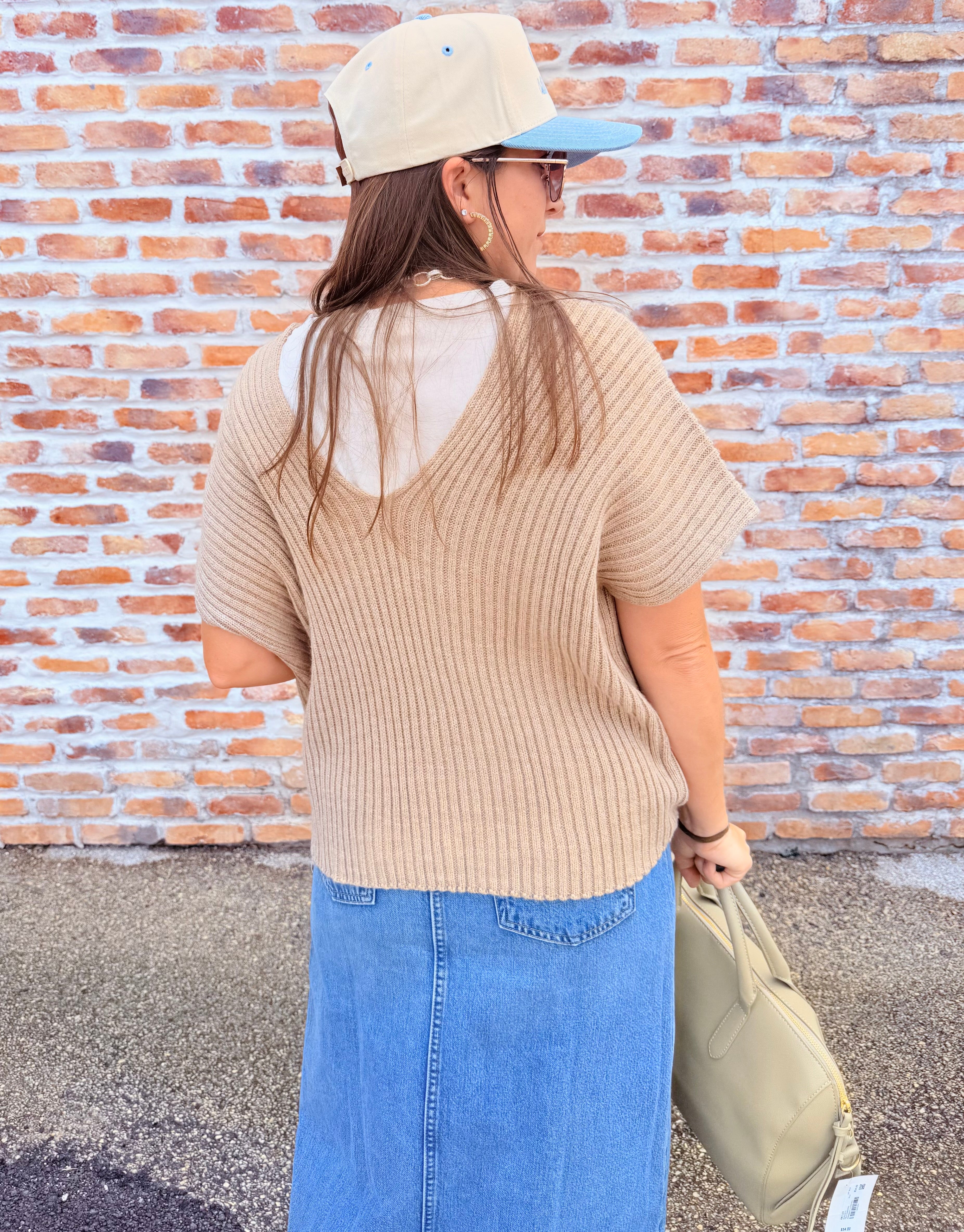 Short Sleeve Scoop Neck Sweater