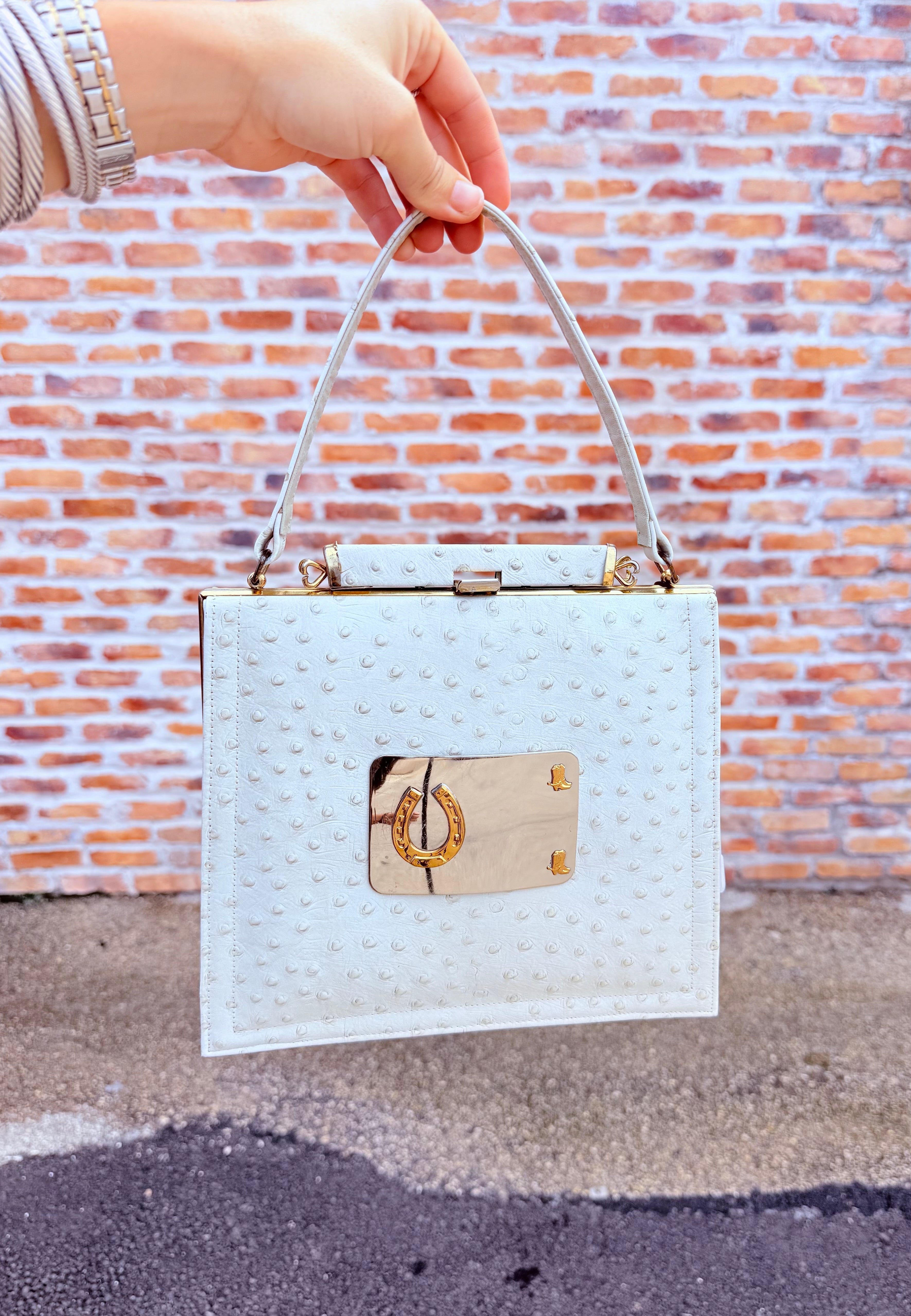 Vintage White Horseshoe Purse