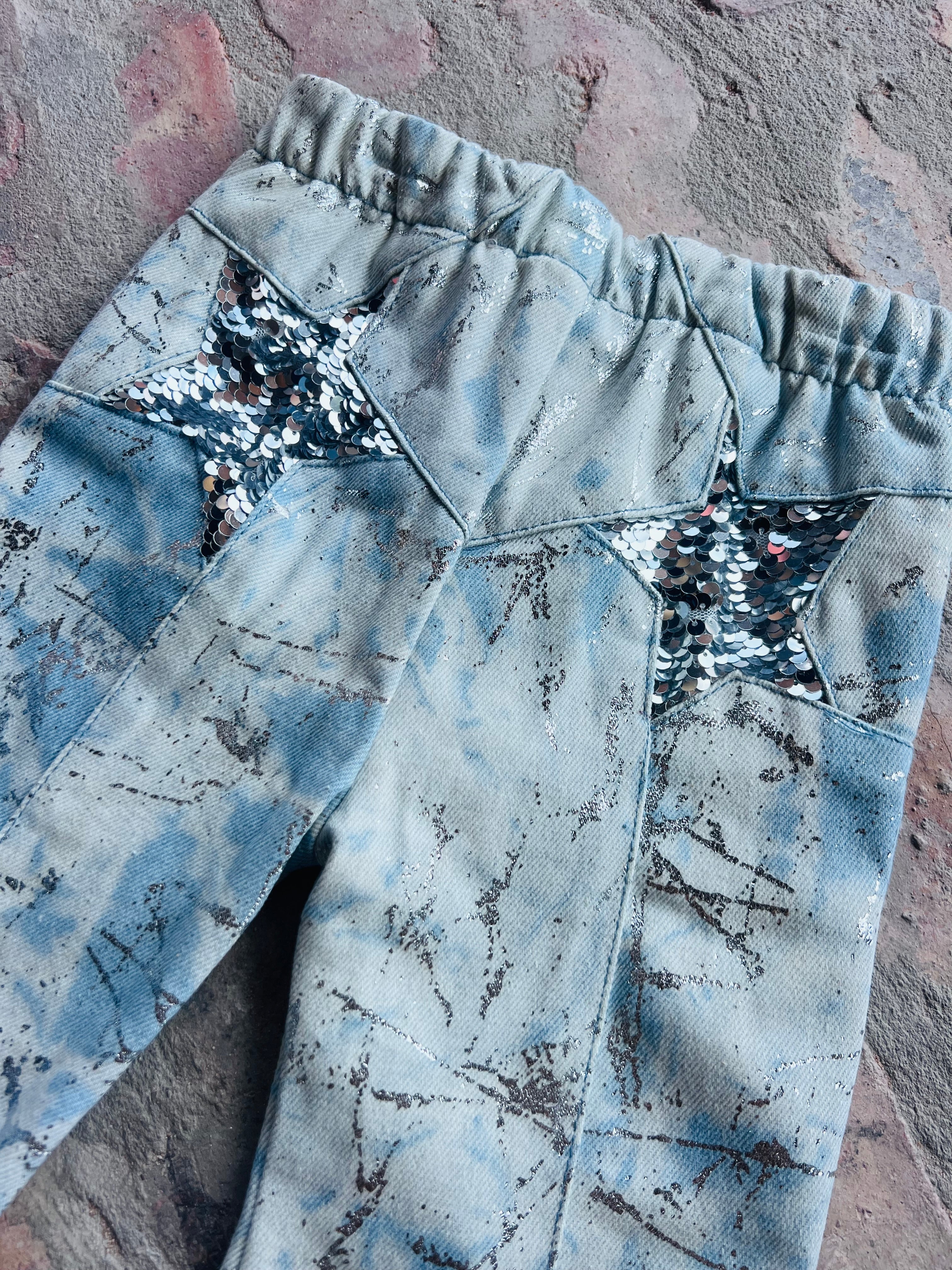 Sequin Star Bell Bottom Jeans