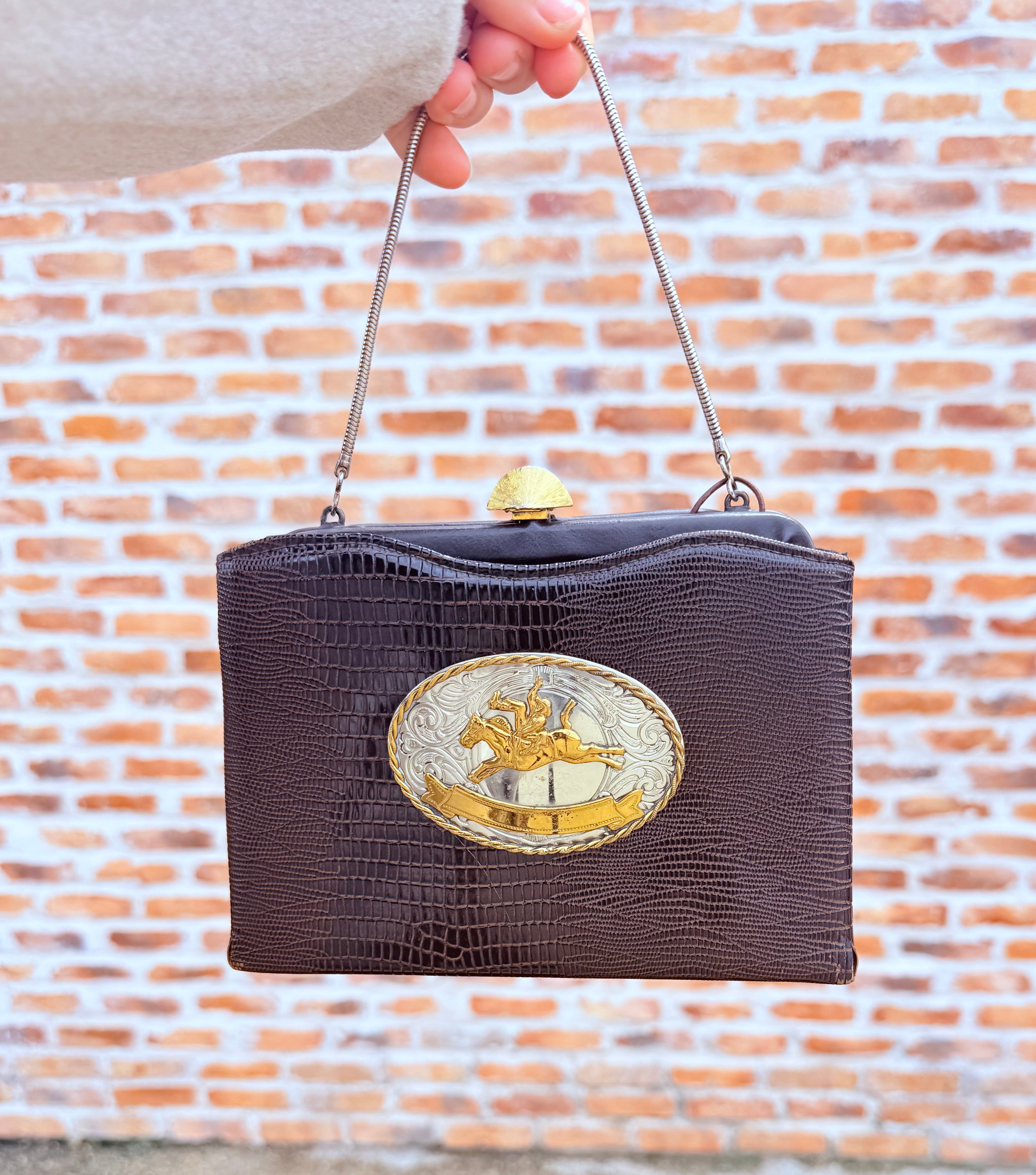 Dark Brown Bucking Horse Purse