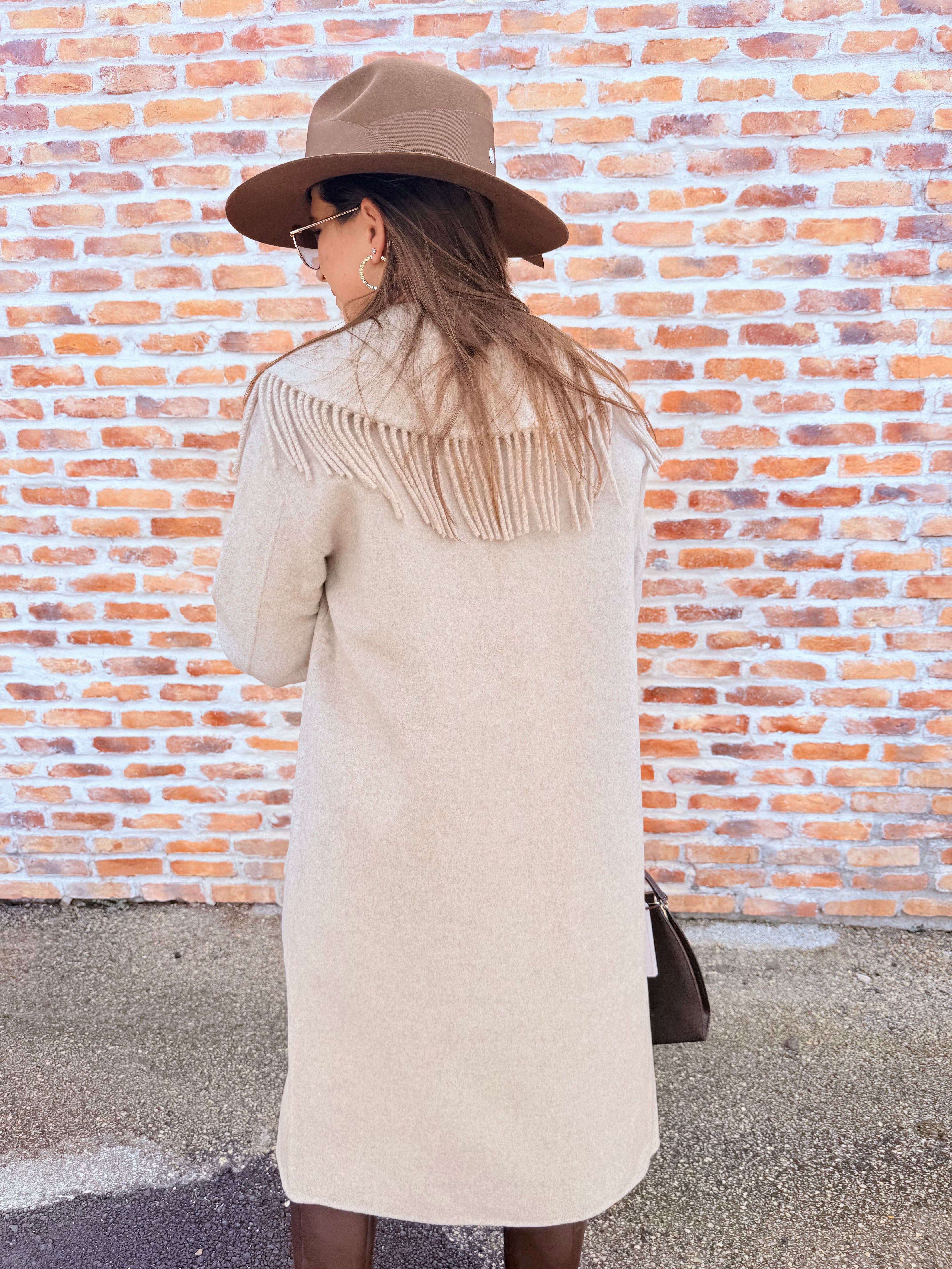 Wool Blend Fringed Coat