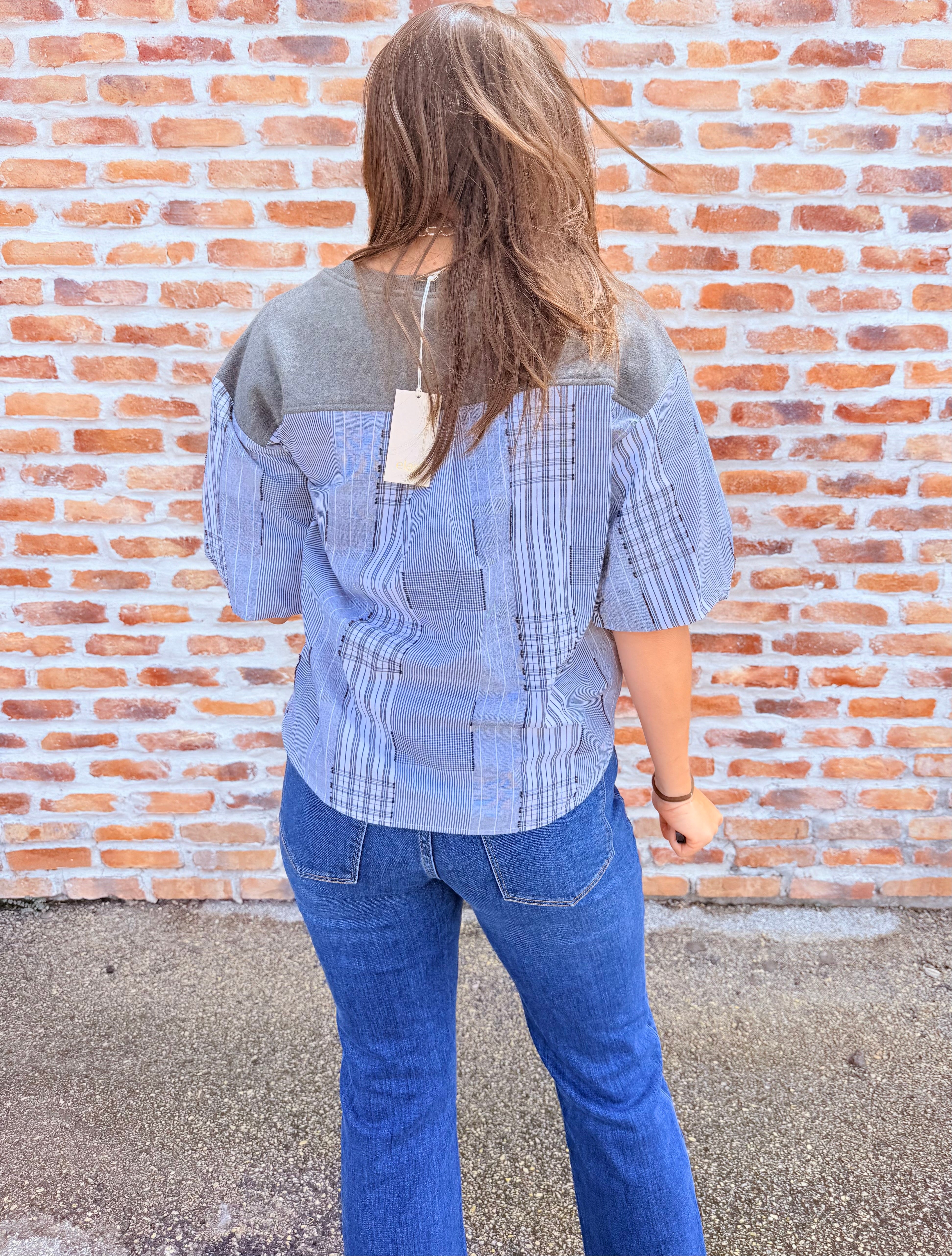 Puff Sleeve Plaid Top