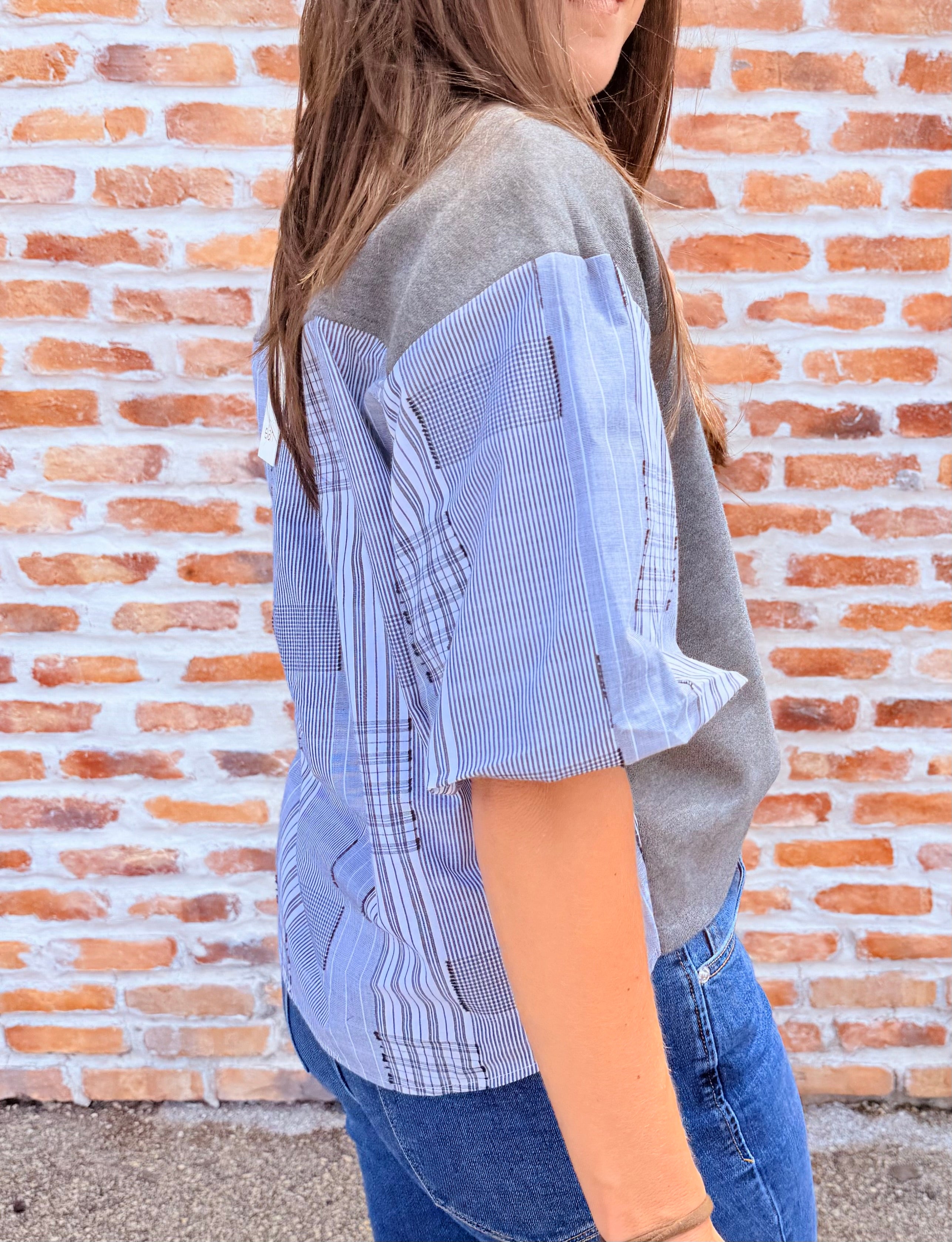 Puff Sleeve Plaid Top