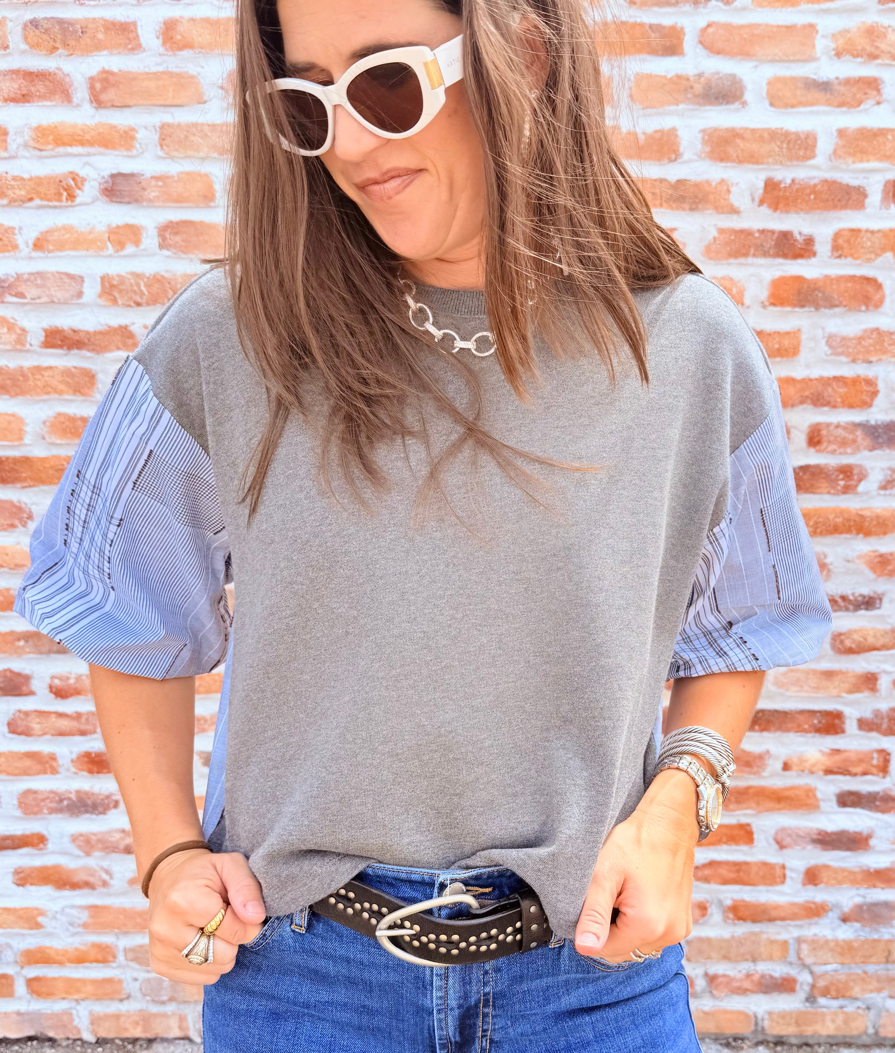 Puff Sleeve Plaid Top
