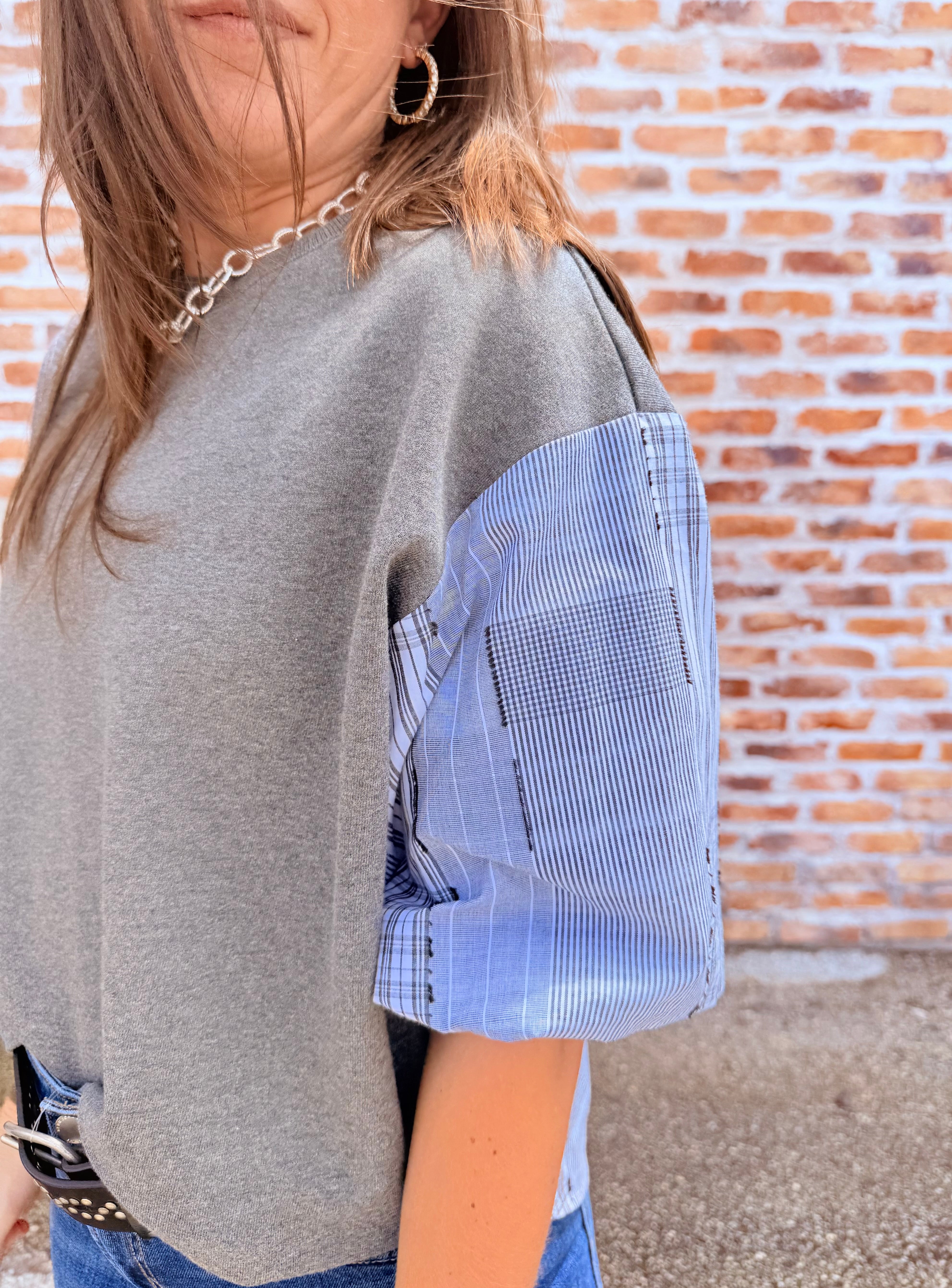 Puff Sleeve Plaid Top