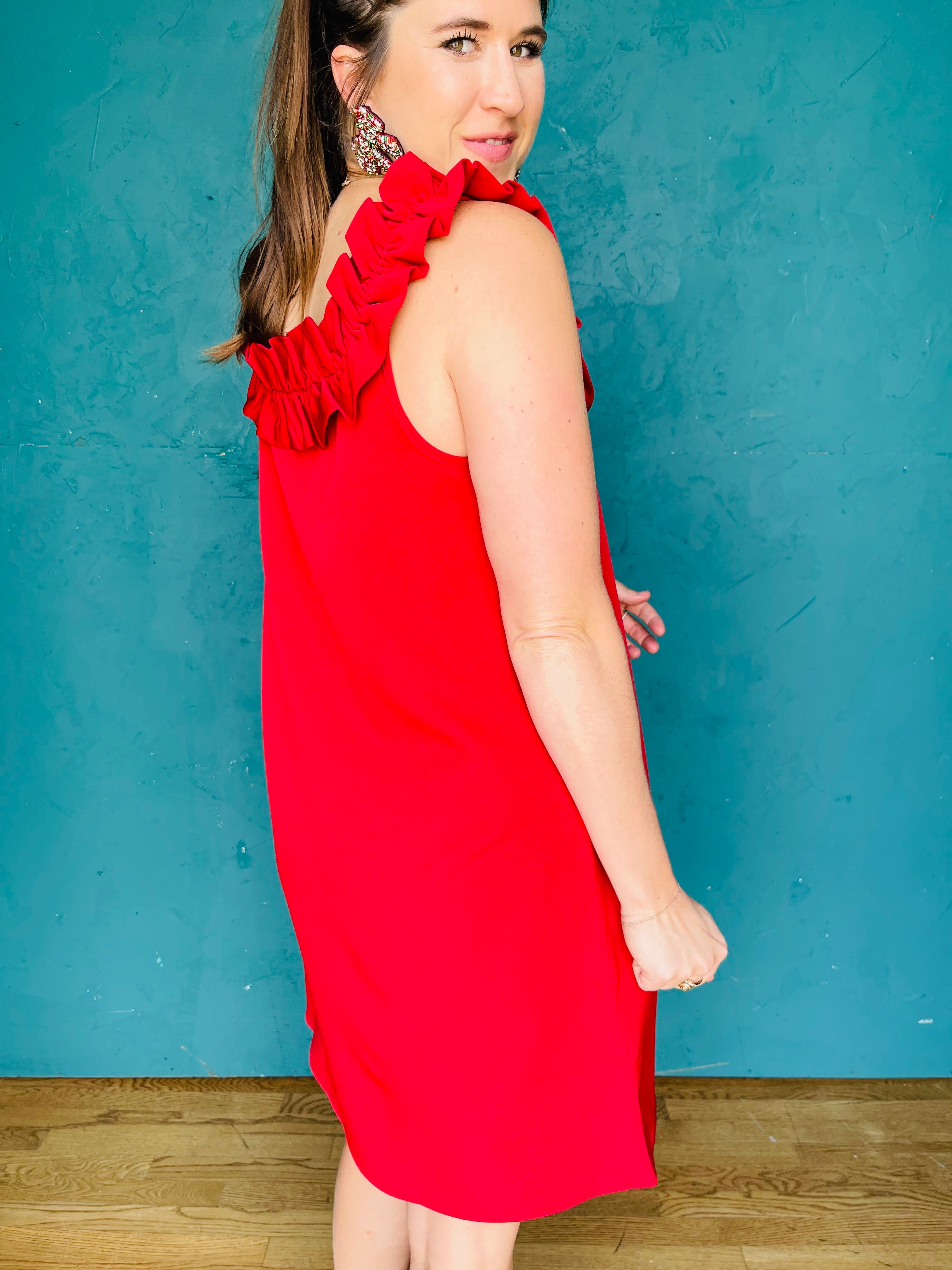 Red Larkin Ruffle Dress